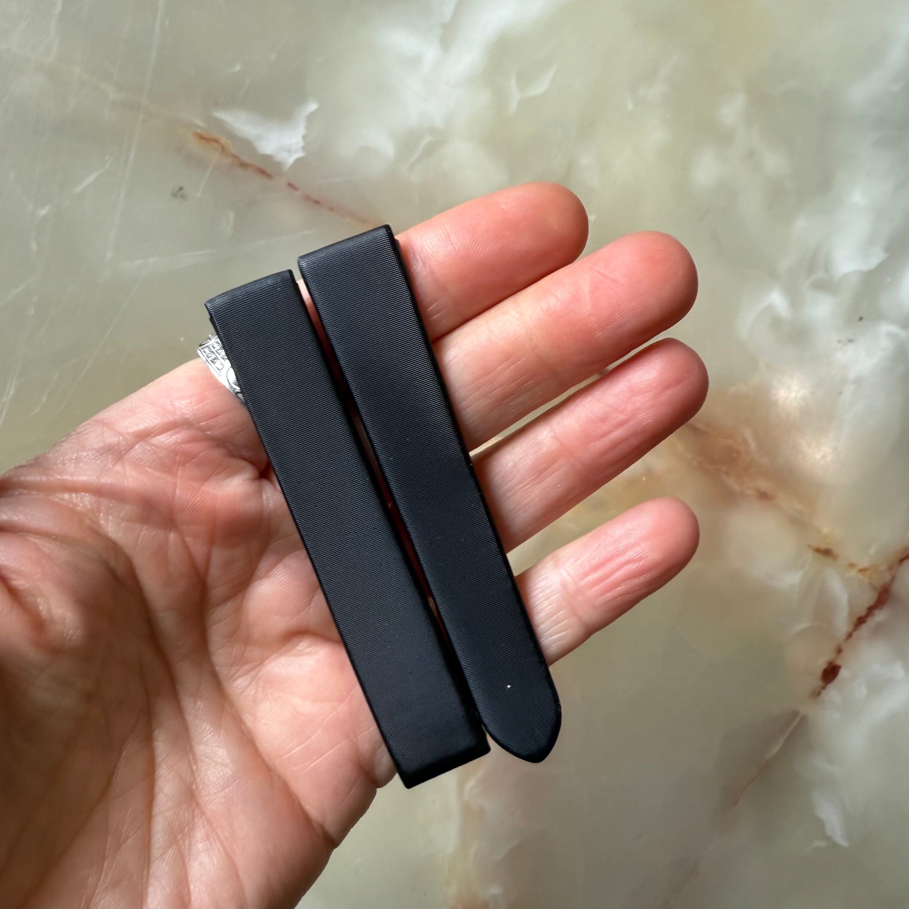 Authentic Cartier Black Satin Leather Watch Strap Band 15mm KD53DW83