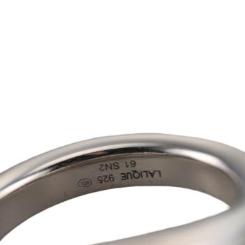 Lalique L'Homme Alpha Man Black Crystal Sterling Silver Signet Ring 10683200
