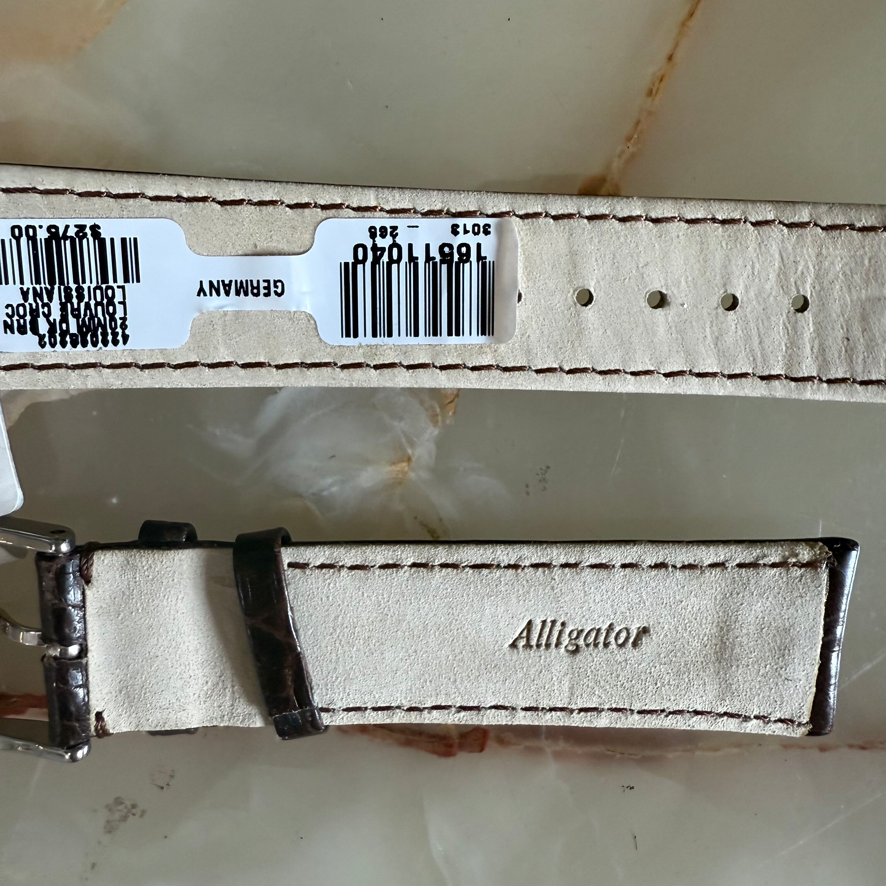 Genuine Alligator Brown Watch Strap Band 20mm Padded & Stitched w Buckle