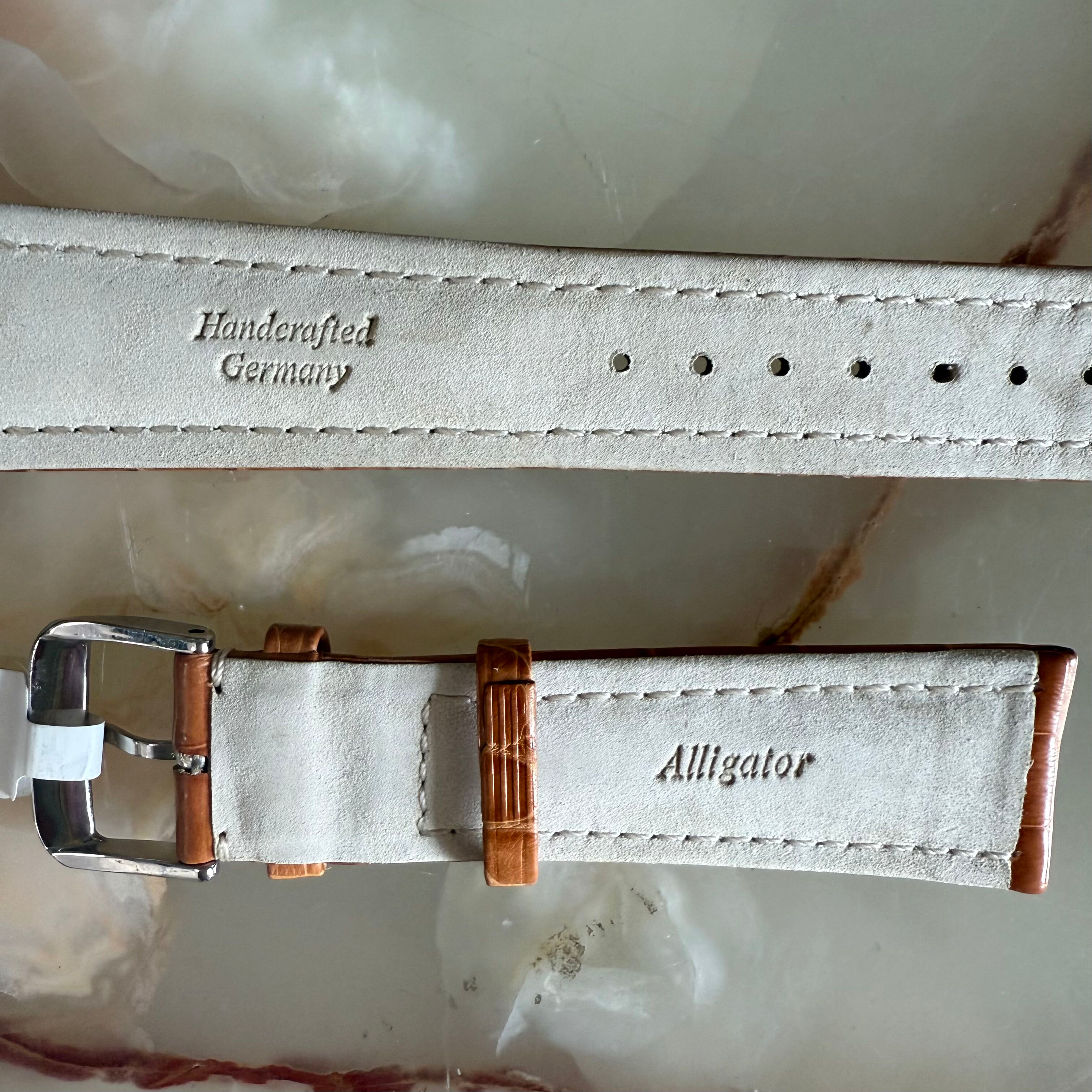 Genuine Alligator Brown Watch Strap Band 22mm Padded & Stitched w Buckle