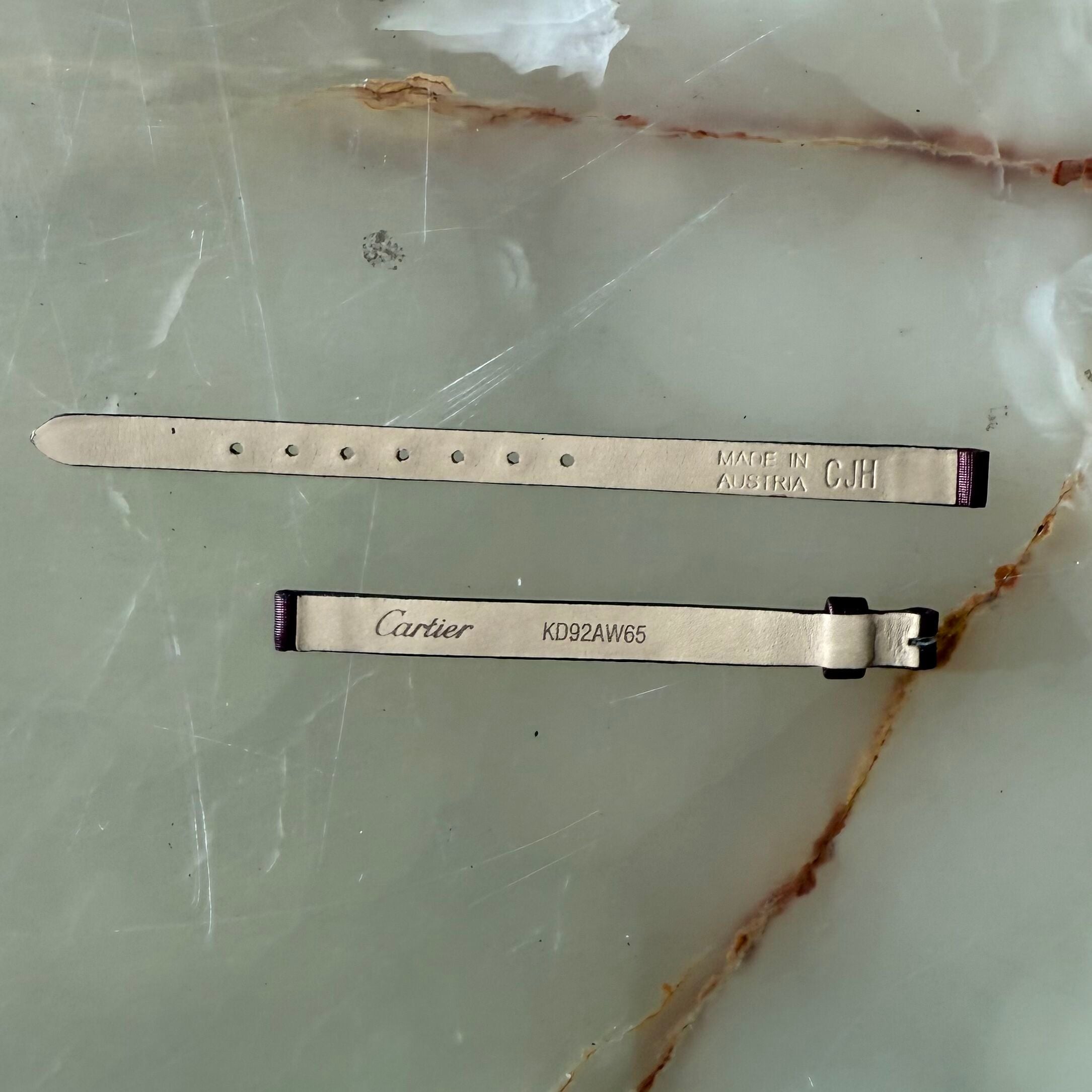 Authentic Cartier Burgundy Satin Leather Watch Strap Band 6mm KD92AW65