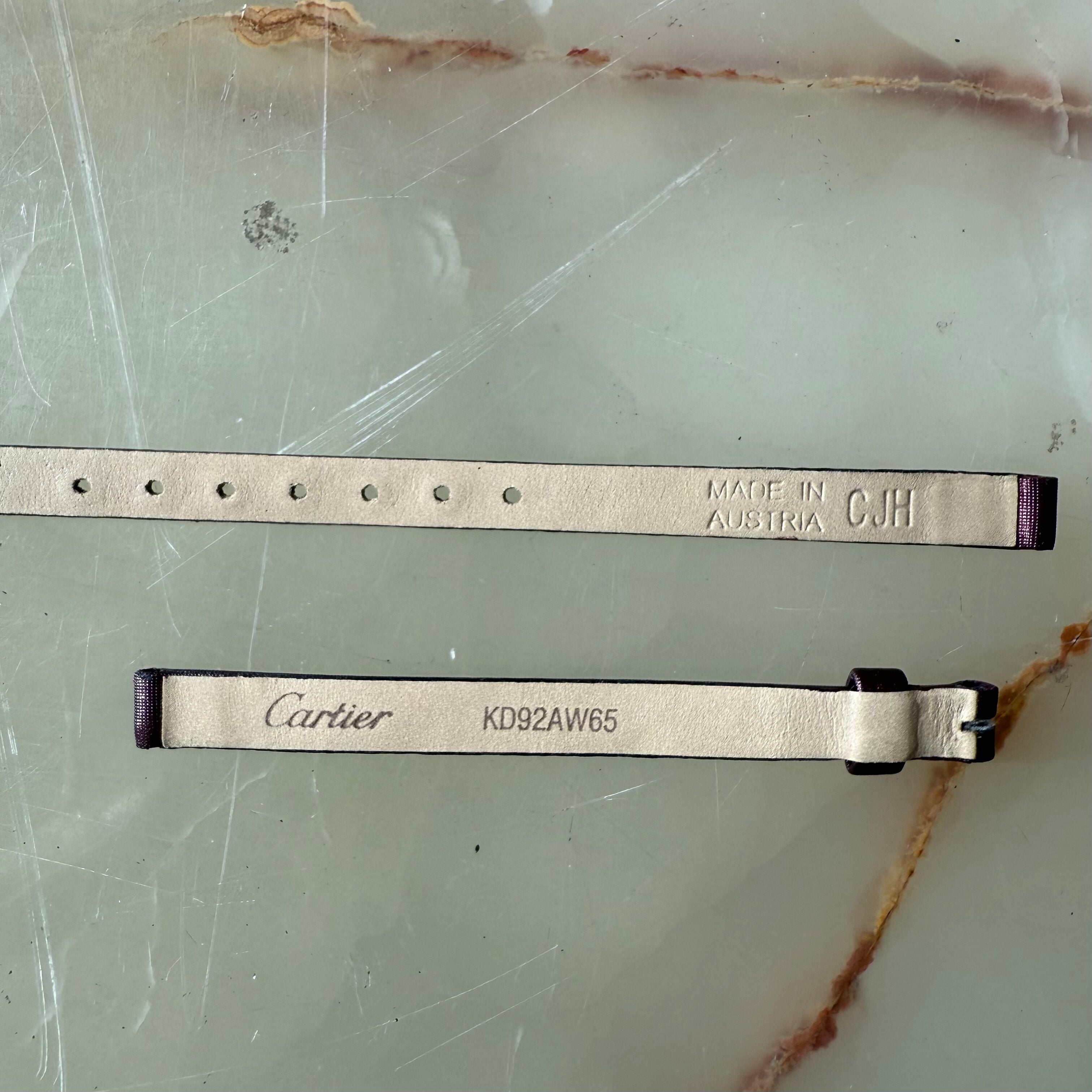 Authentic Cartier Burgundy Satin Leather Watch Strap Band 6mm KD92AW65