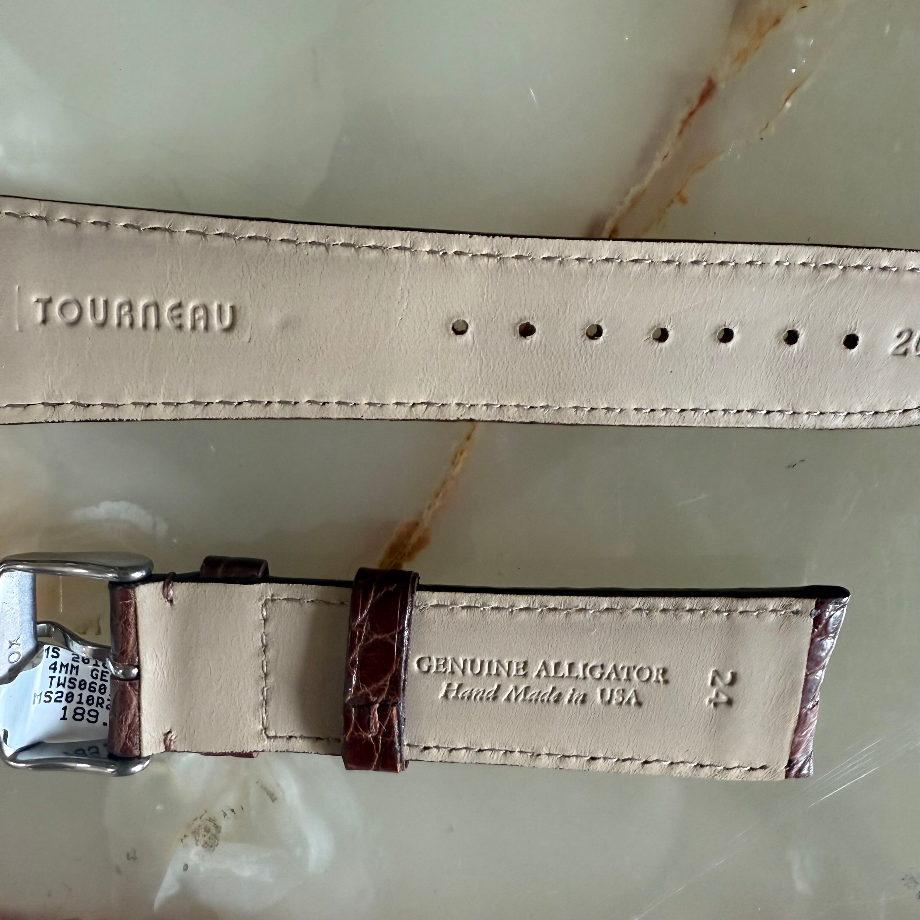 Genuine Alligator Brown Watch Strap Band 24mm Padded & Stitched w Buckle