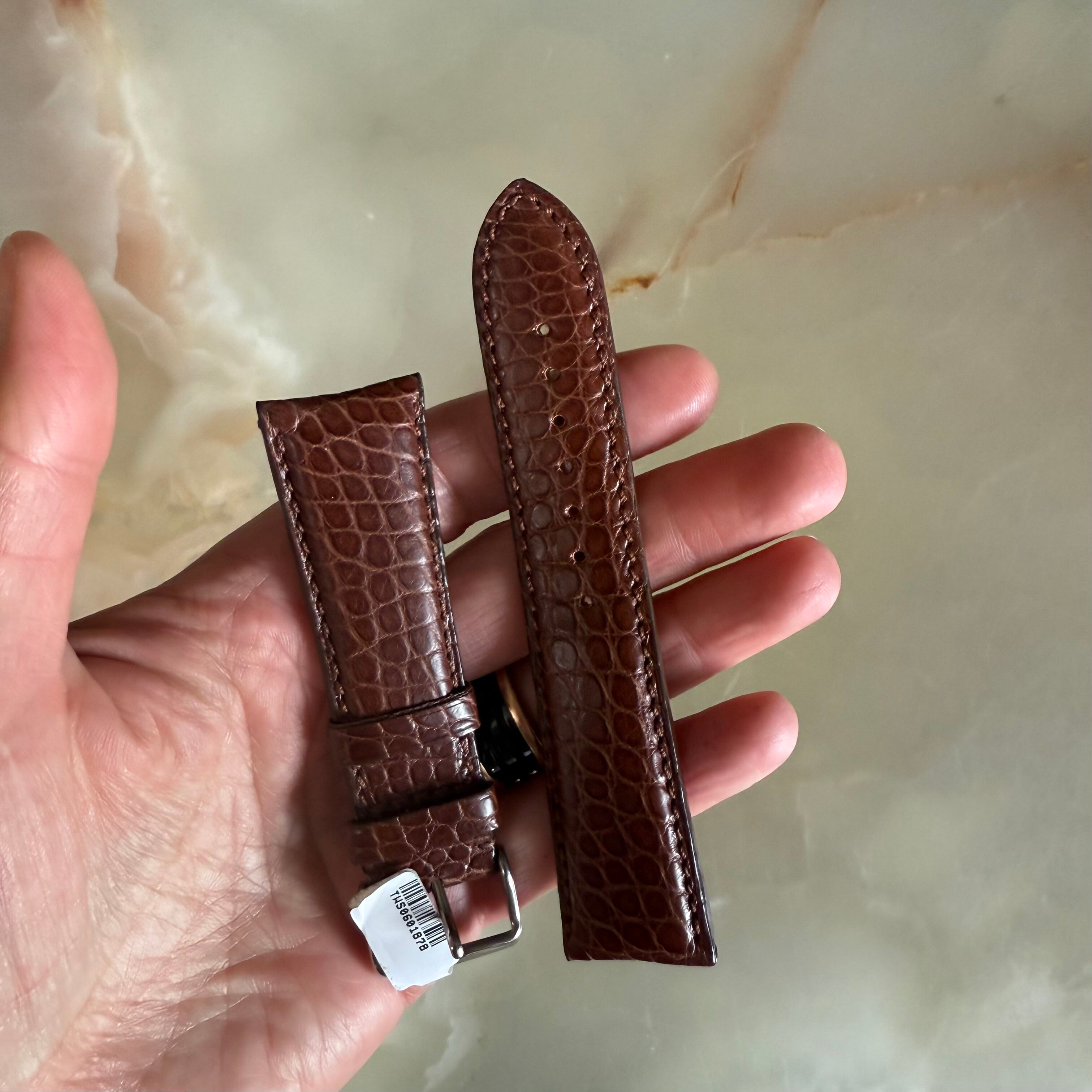 Genuine Alligator Brown Watch Strap Band 24mm Padded & Stitched w Buckle