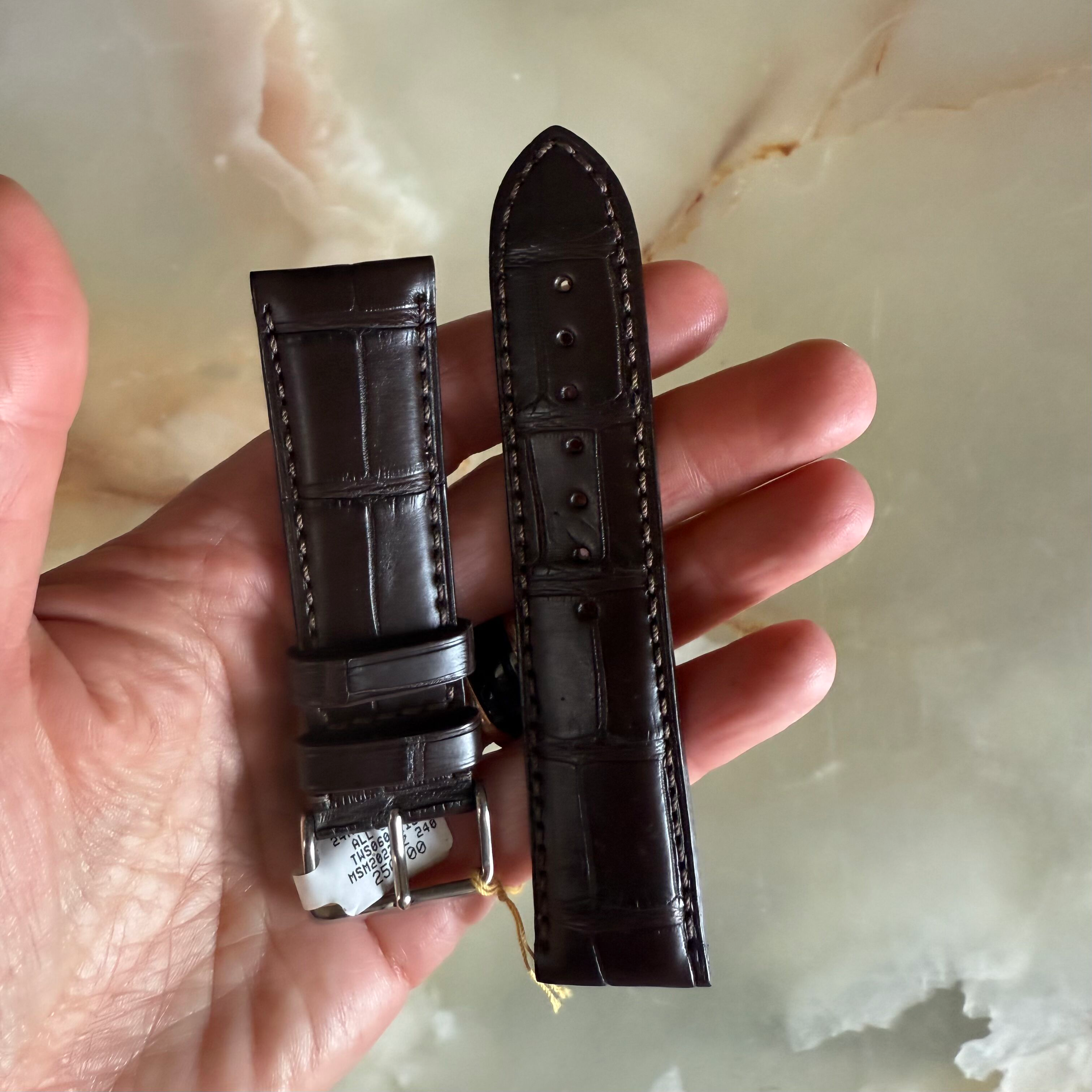 Genuine Alligator Brown Watch Strap Band 24mm Padded & Stitched w Buckle