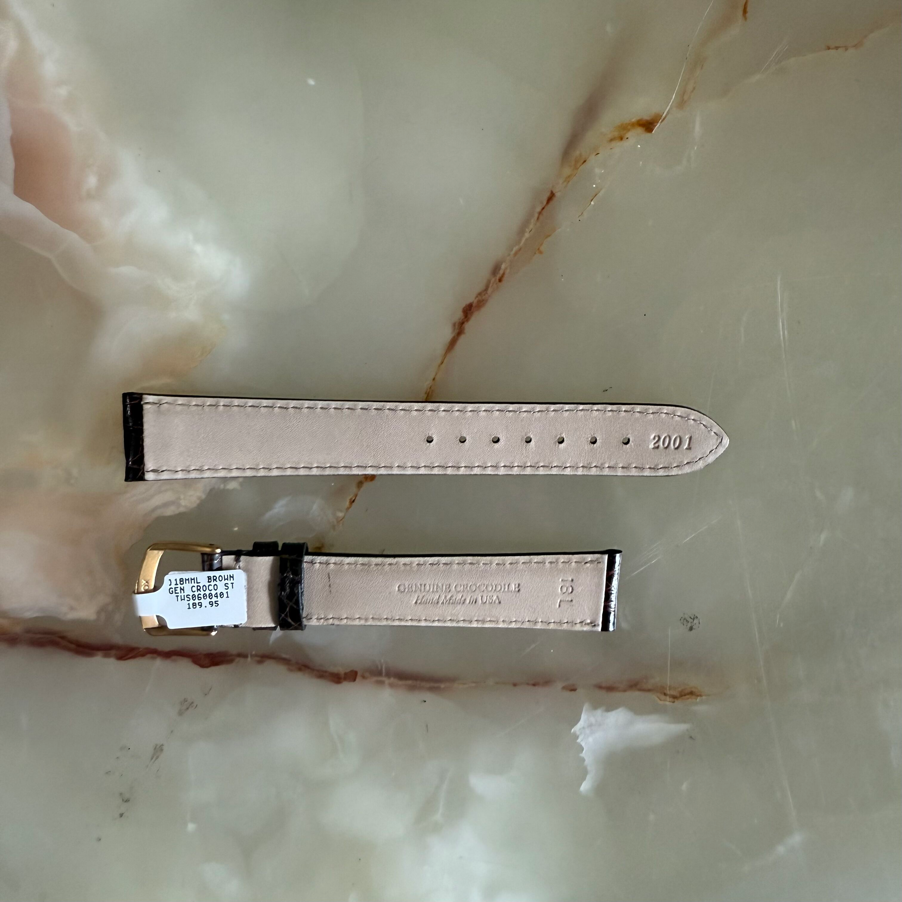 Genuine Crocodile Brown Watch Strap Band 18mm Padded & Stitched w Buckle