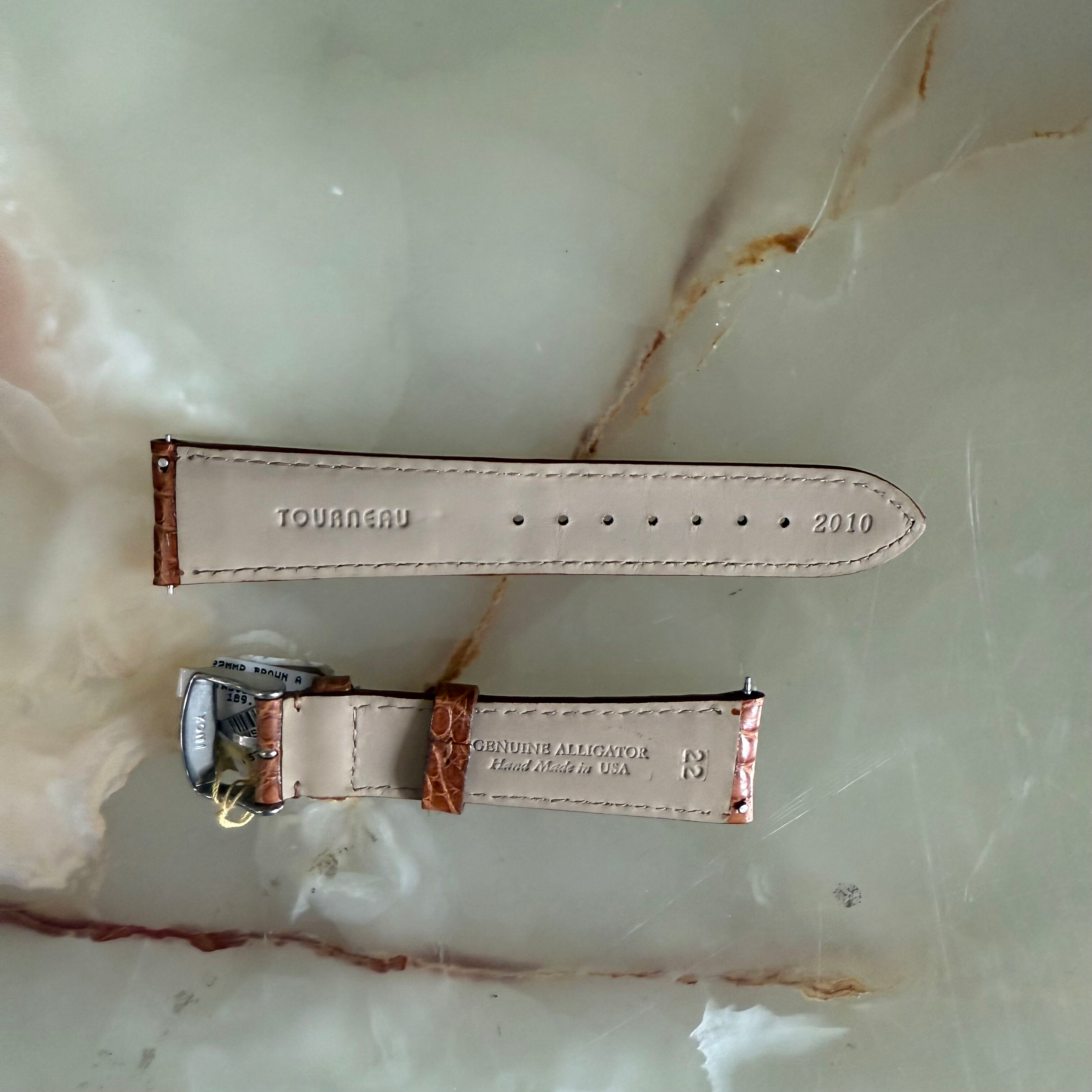 Genuine Alligator Brown Watch Strap Band 22mm Padded & Stitched w Buckle