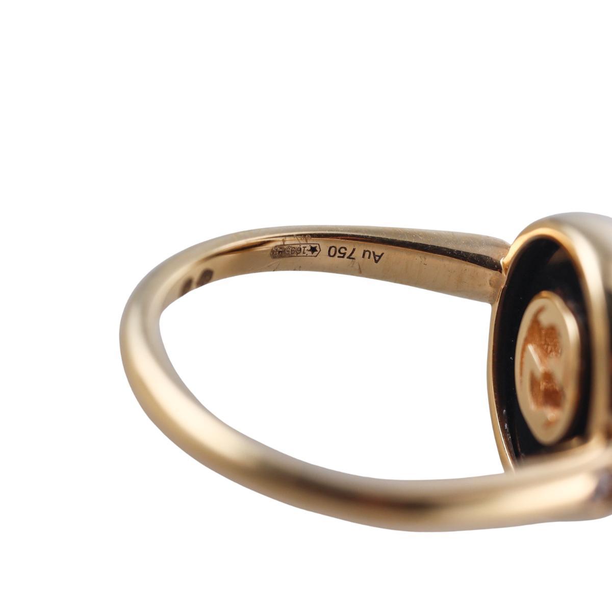 Gucci Interlocking G 18K Gold Diamond Onyx Ring
