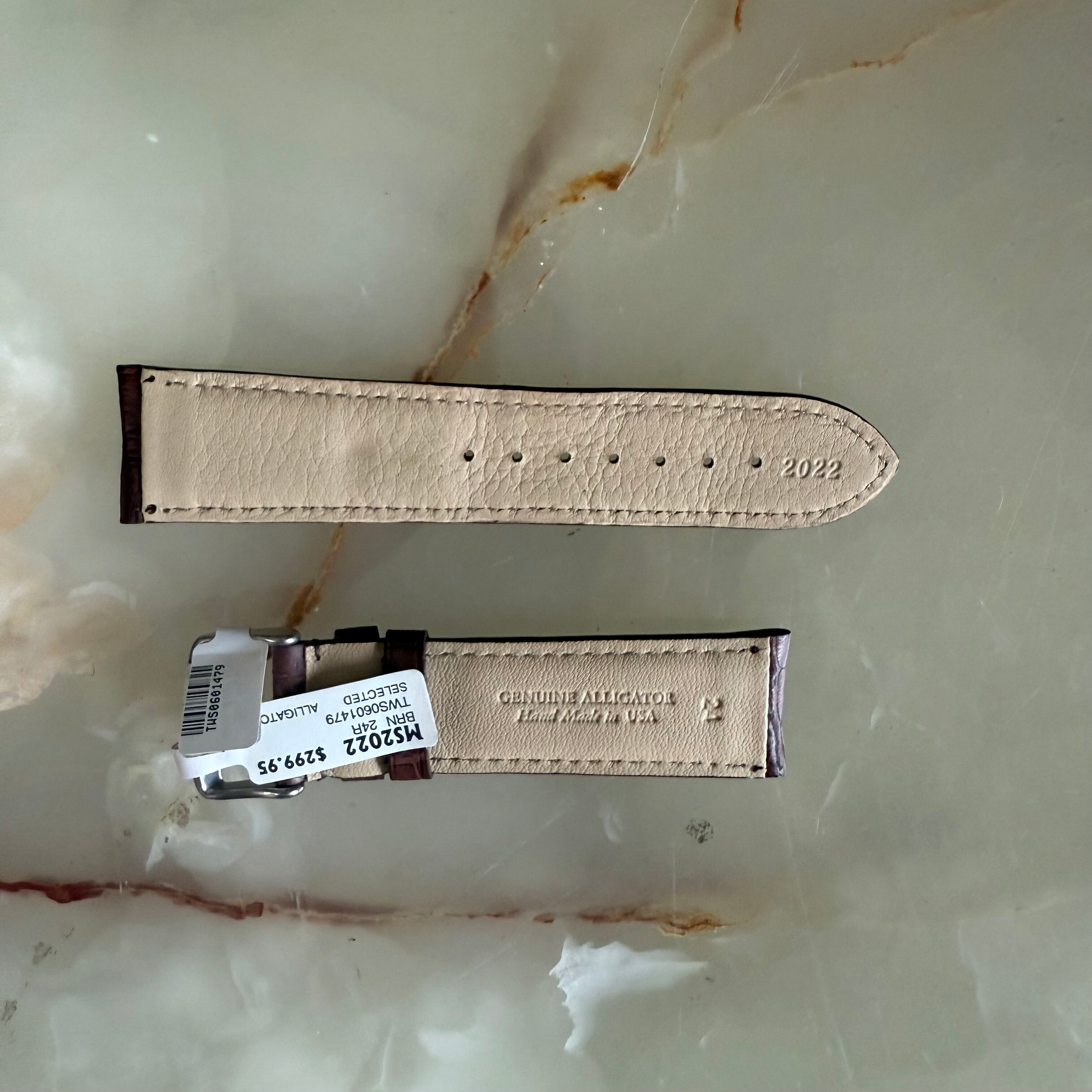 Genuine Alligator Brown Watch Strap Band 24mm Padded & Stitched w Buckle