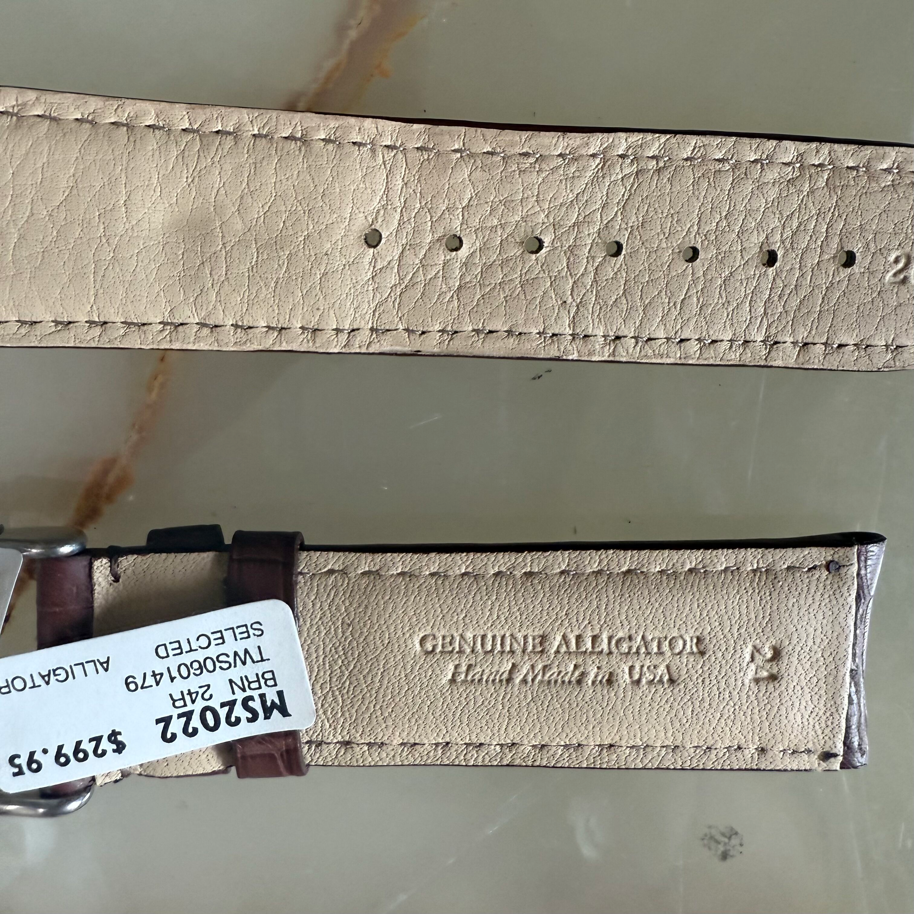 Genuine Alligator Brown Watch Strap Band 24mm Padded & Stitched w Buckle