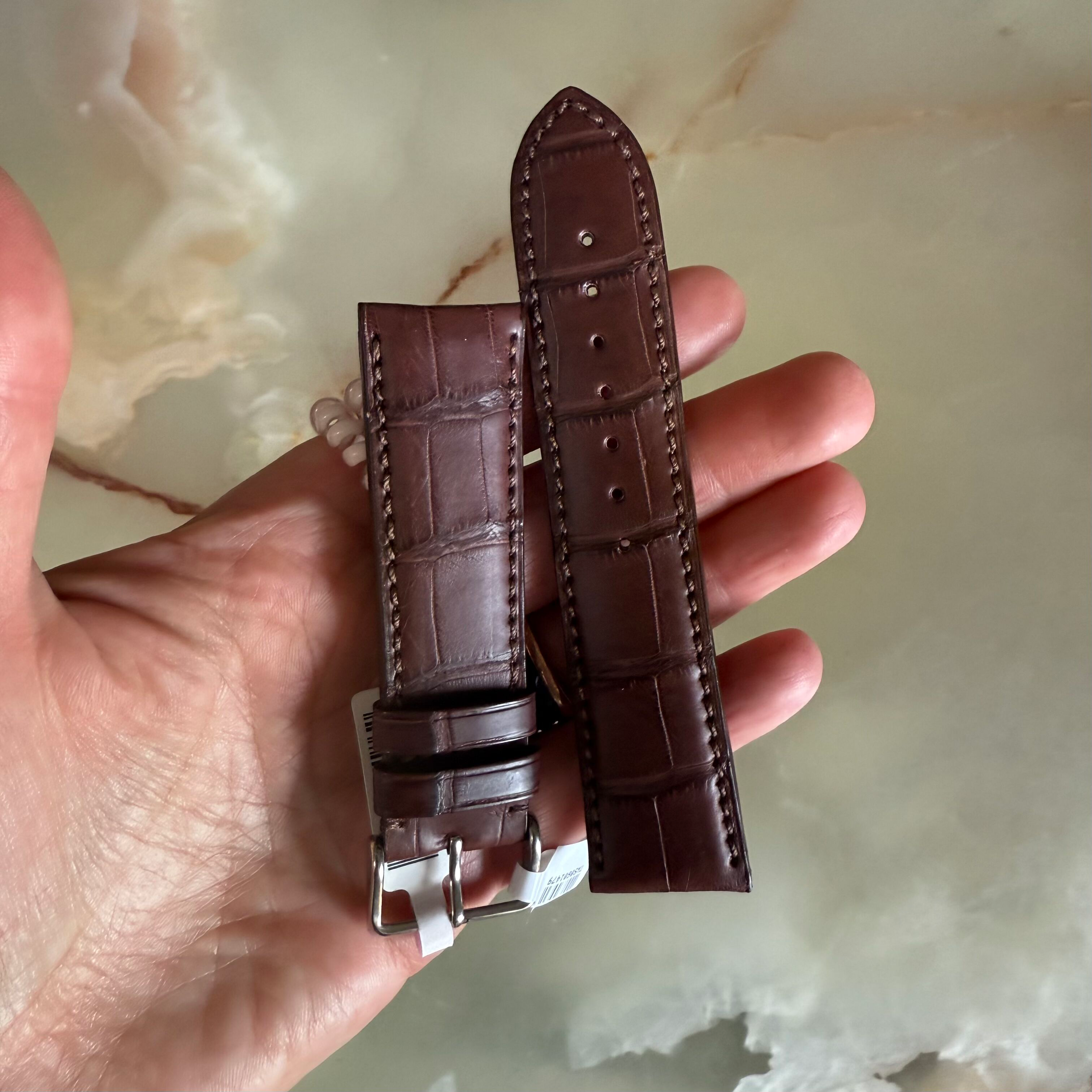 Genuine Alligator Brown Watch Strap Band 24mm Padded & Stitched w Buckle