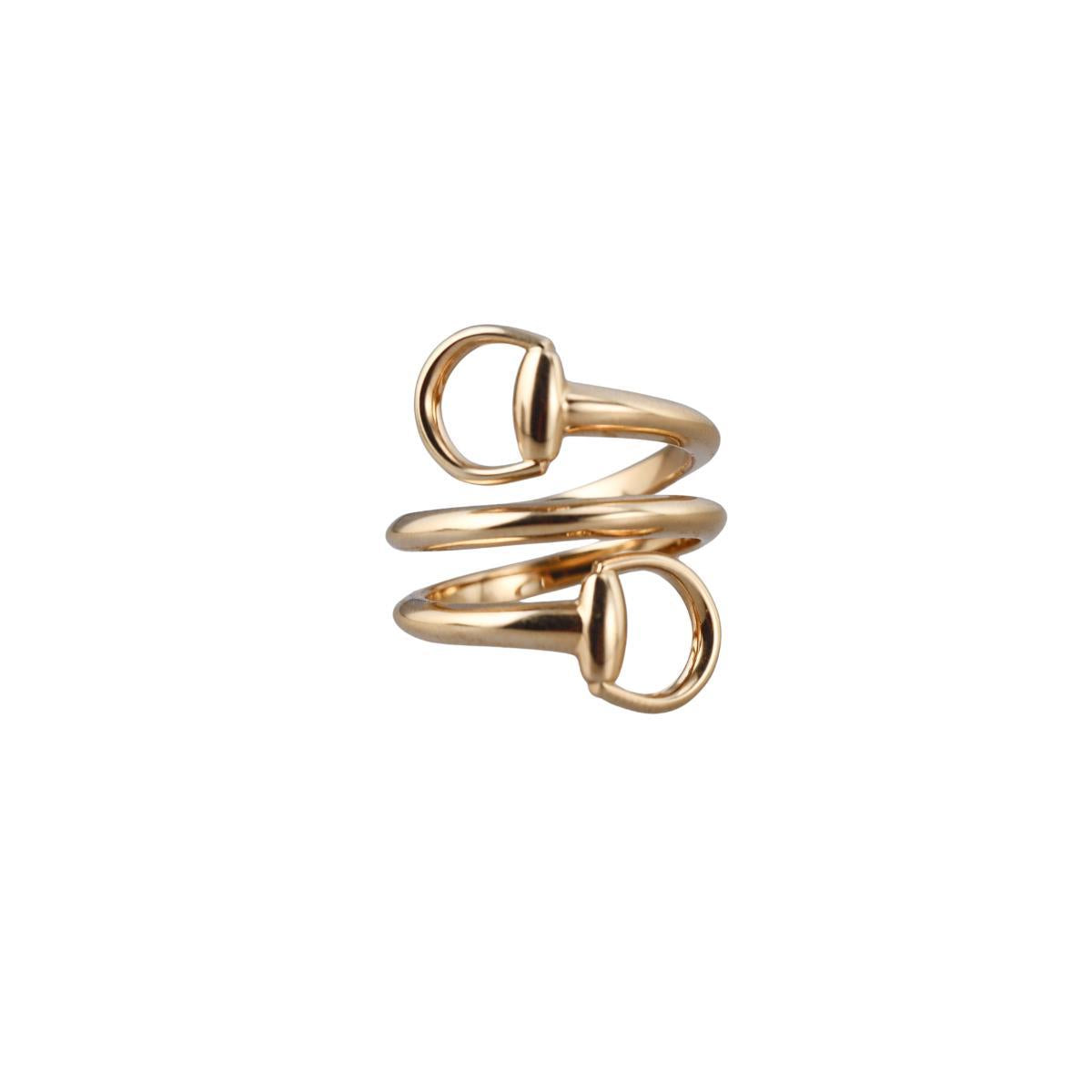 Gucci Horsebit 18K Yellow Gold Contrarie Ring