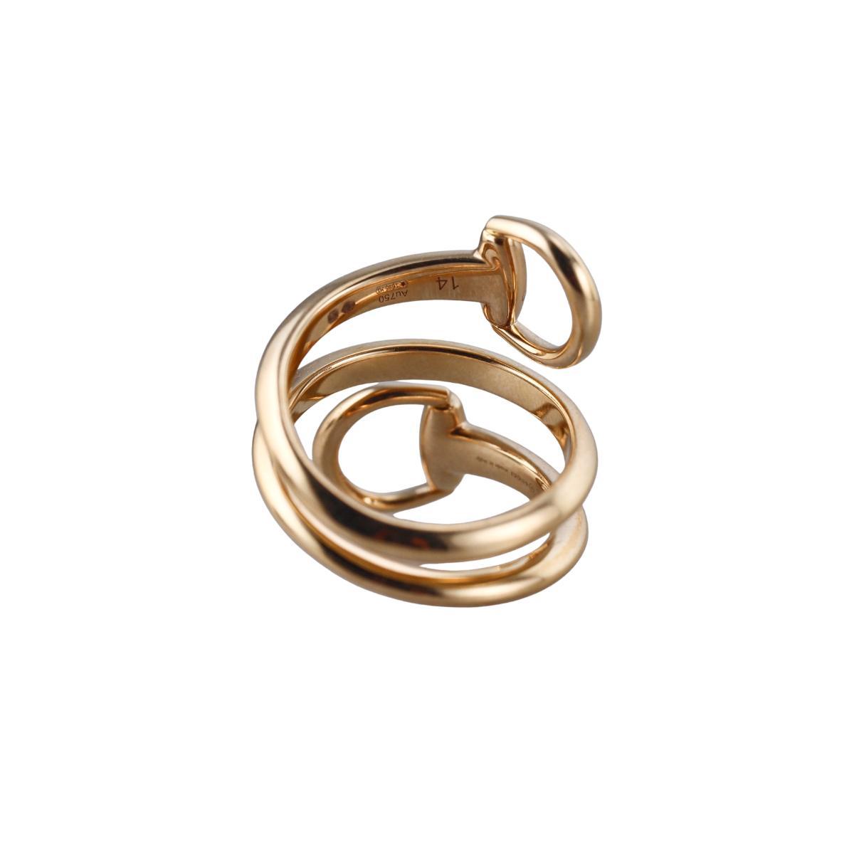 Gucci Horsebit 18K Yellow Gold Contrarie Ring