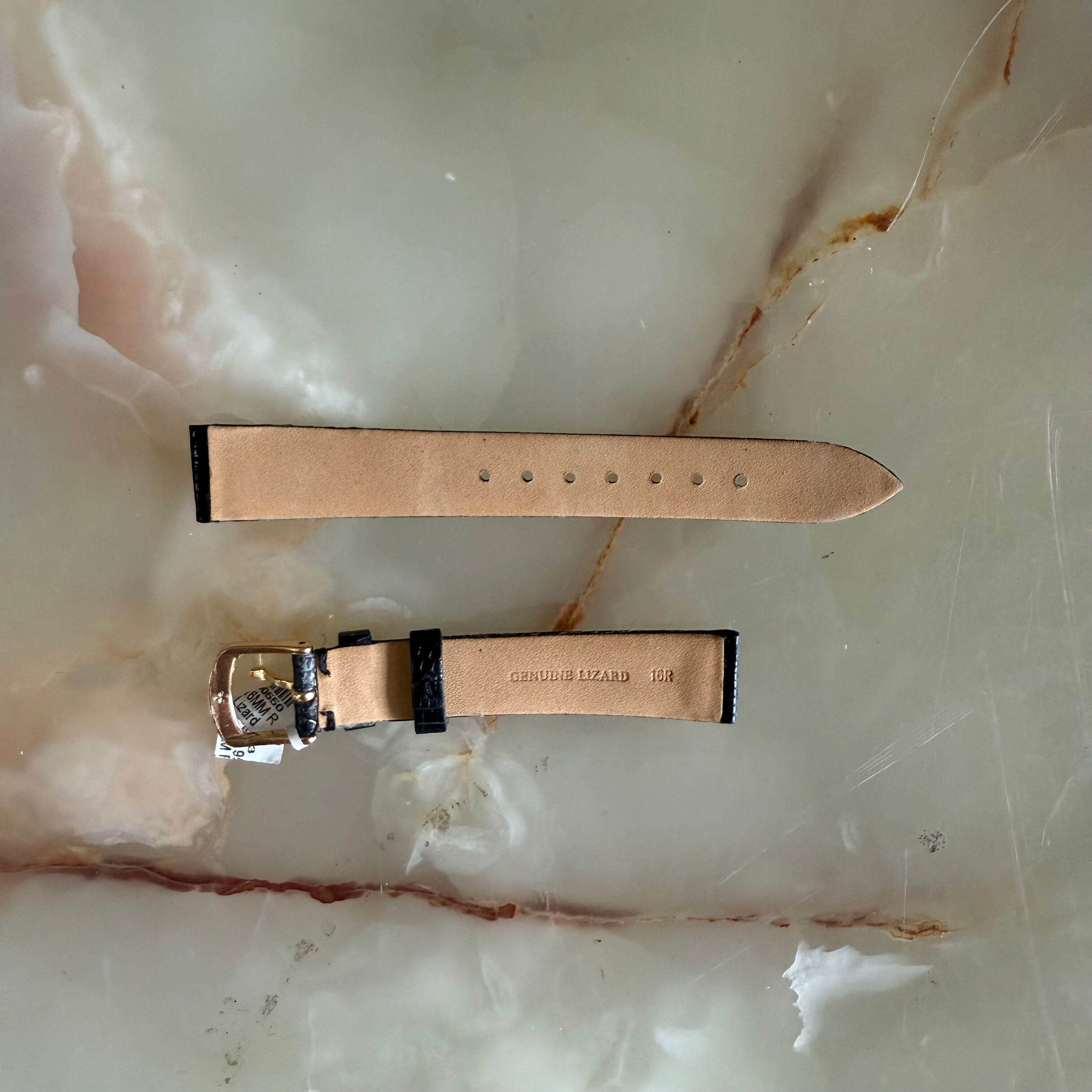 Genuine Lizard Black Watch Strap Band 16mm w Buckle