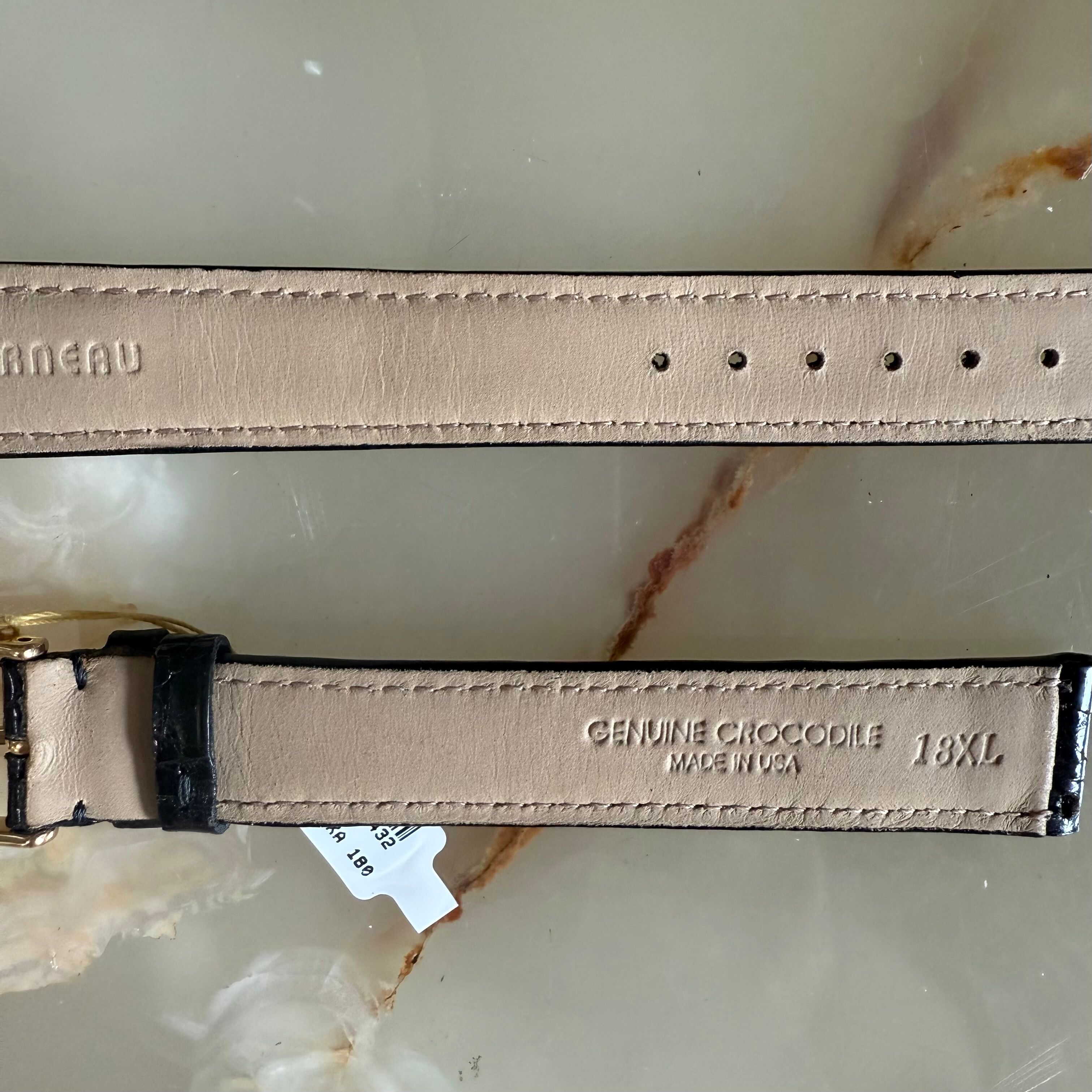 Genuine Crocodile Black Watch Strap Band 18mm Padded & Stitched w Buckle