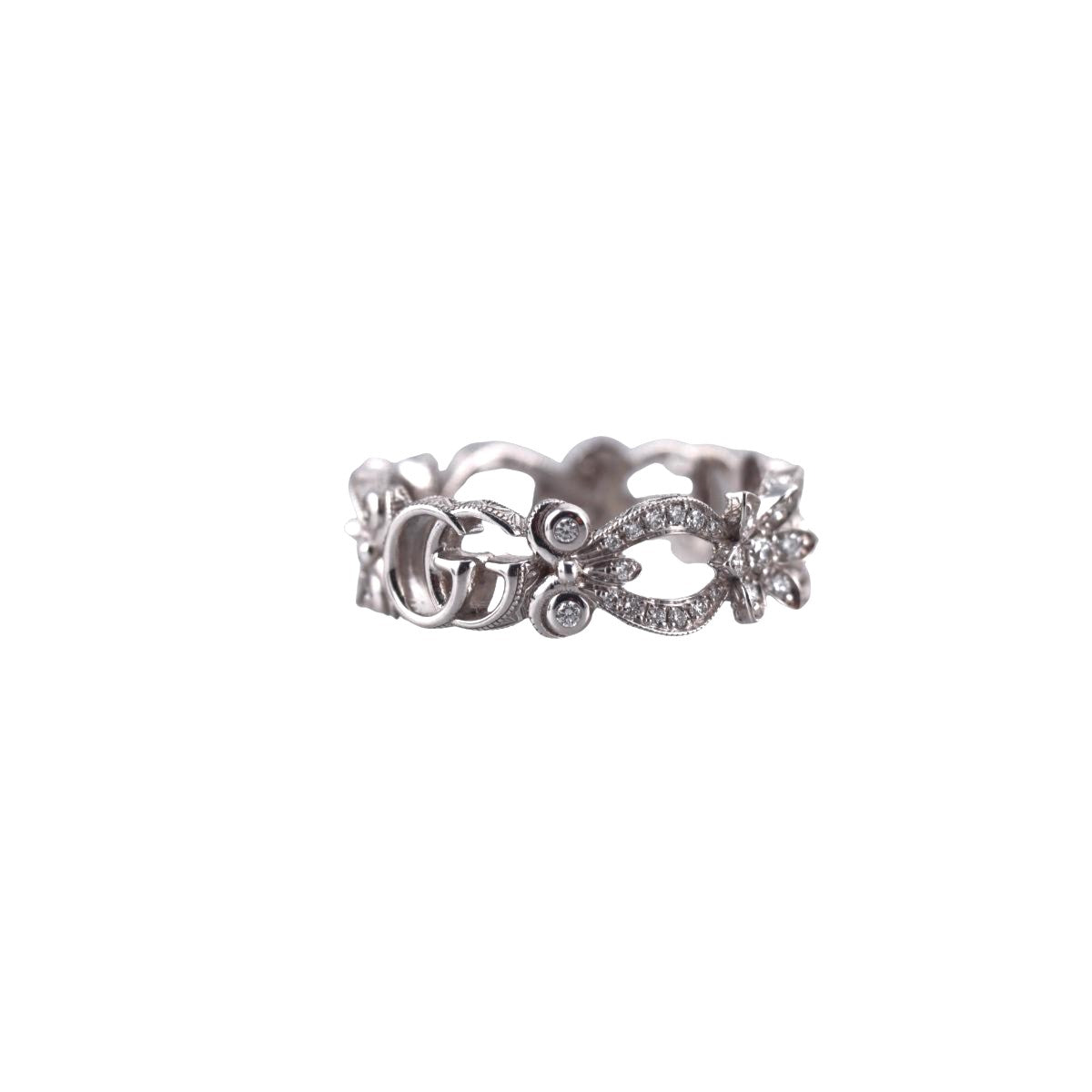 Gucci Flora 18K Gold Diamond Band Ring