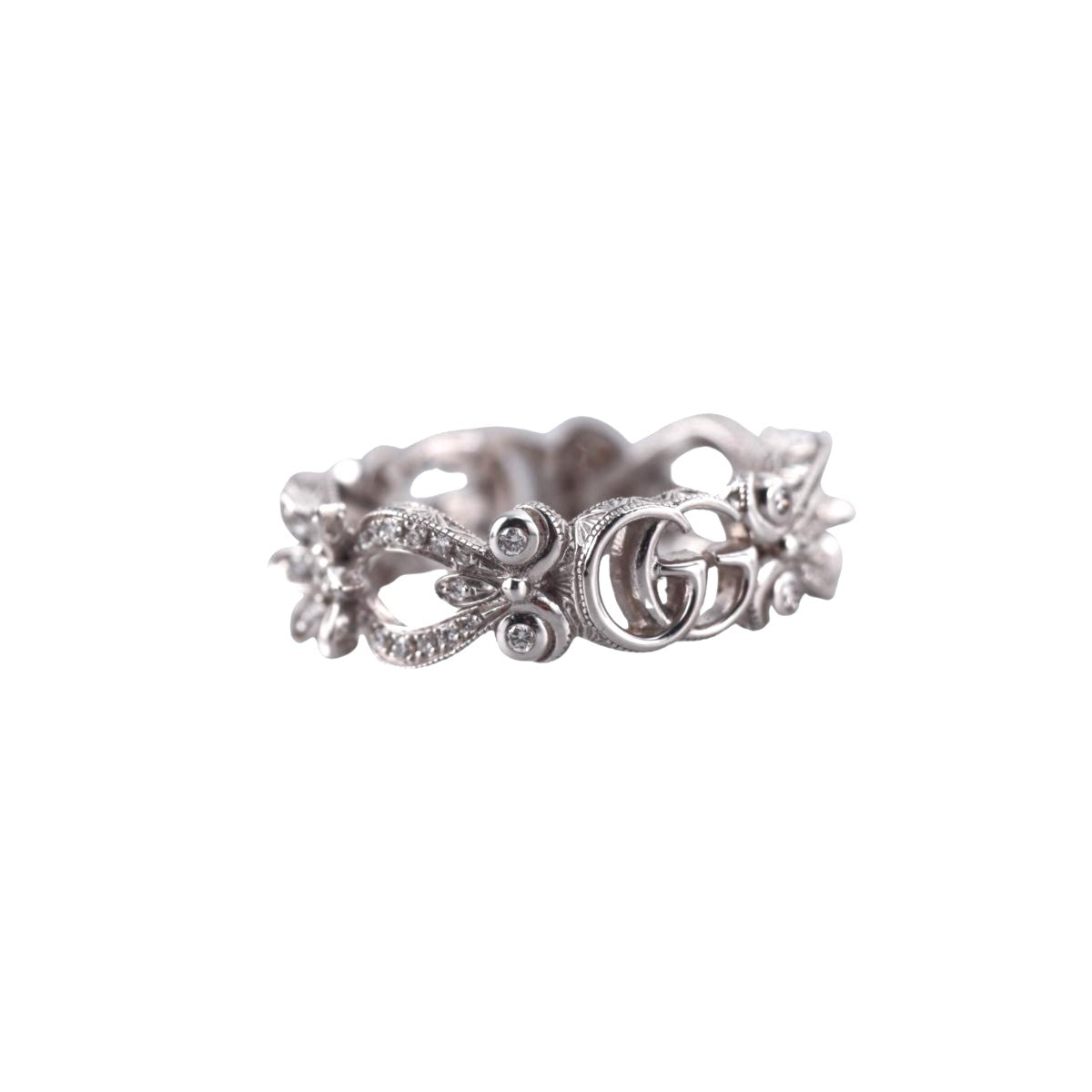 Gucci Flora 18K Gold Diamond Band Ring