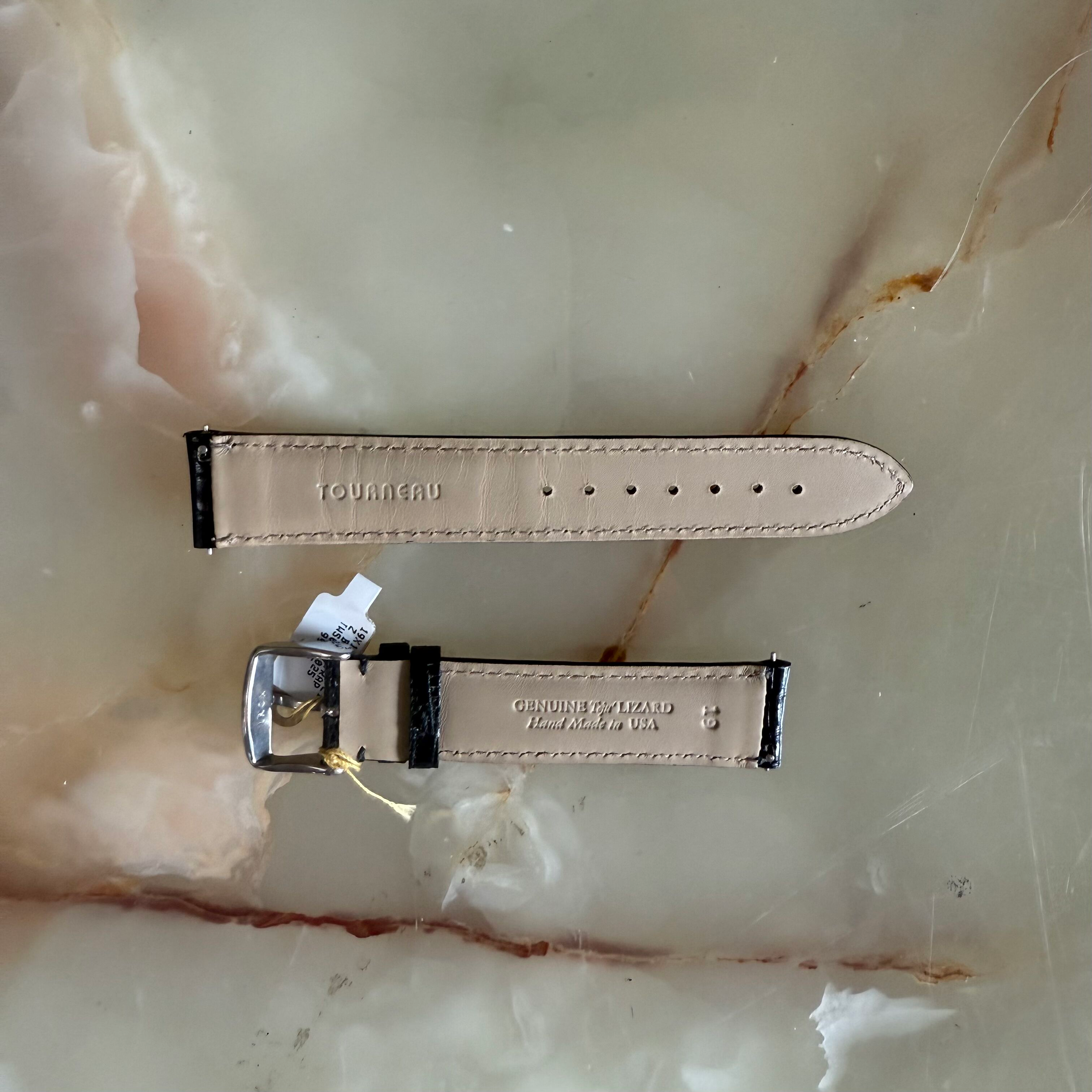 Genuine Lizard Black Watch Strap Band 19mm Padded & Stitched w Buckle