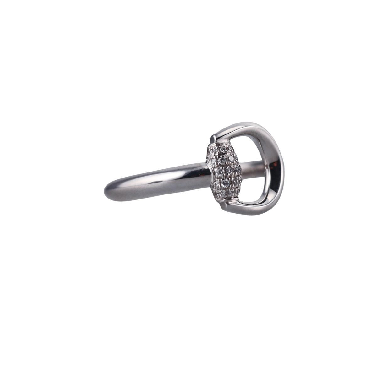 Gucci Horsebit 18k White Gold Diamond Ring