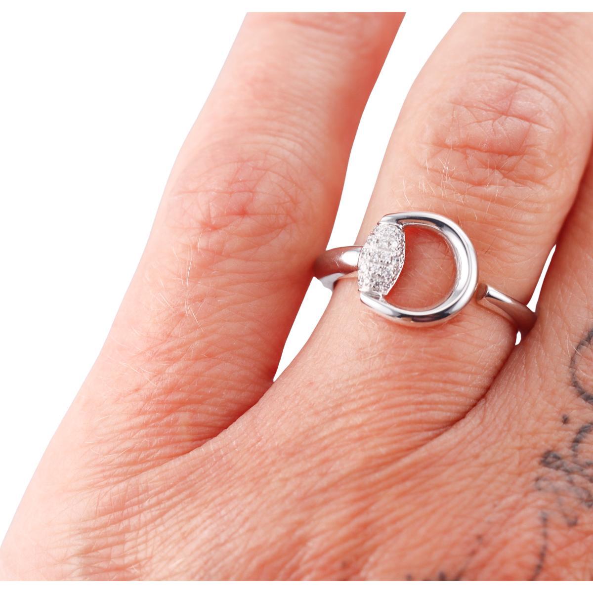 Gucci Horsebit 18k White Gold Diamond Ring
