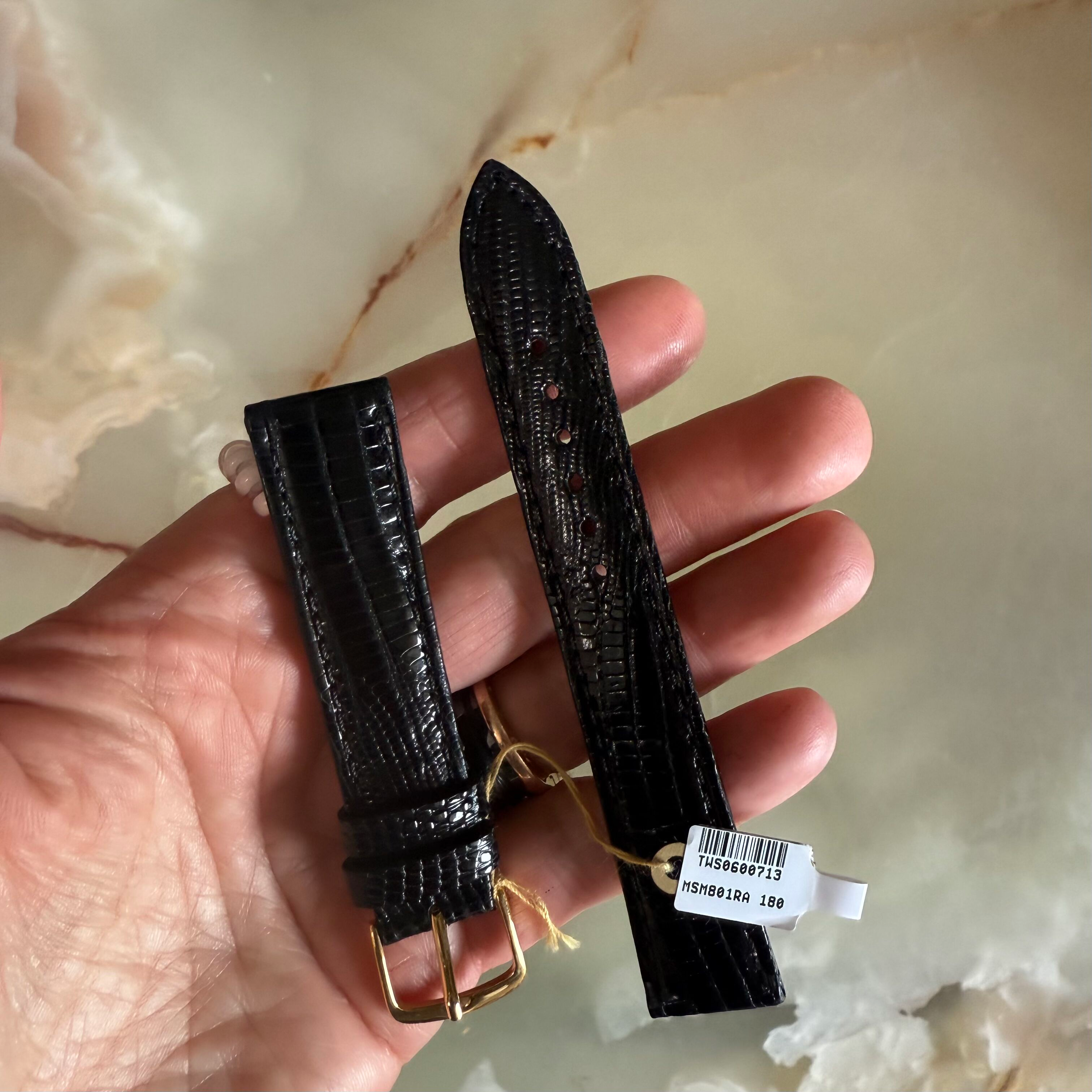 Genuine Lizard Black Watch Strap Band 18mm Padded & Stitched w Buckle