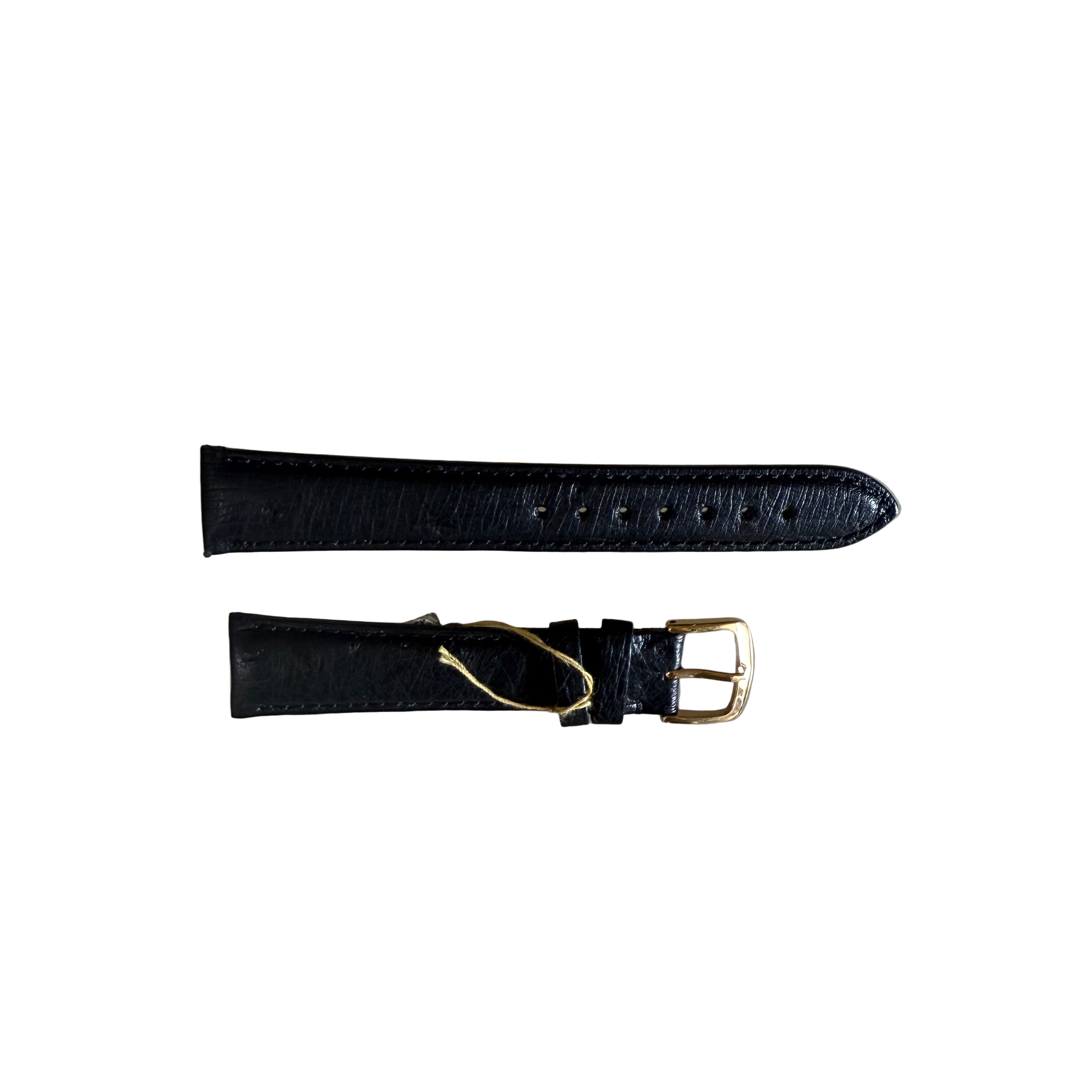 Genuine Ostrich Black Watch Strap Band 18mm Padded & Stitched w Buckle
