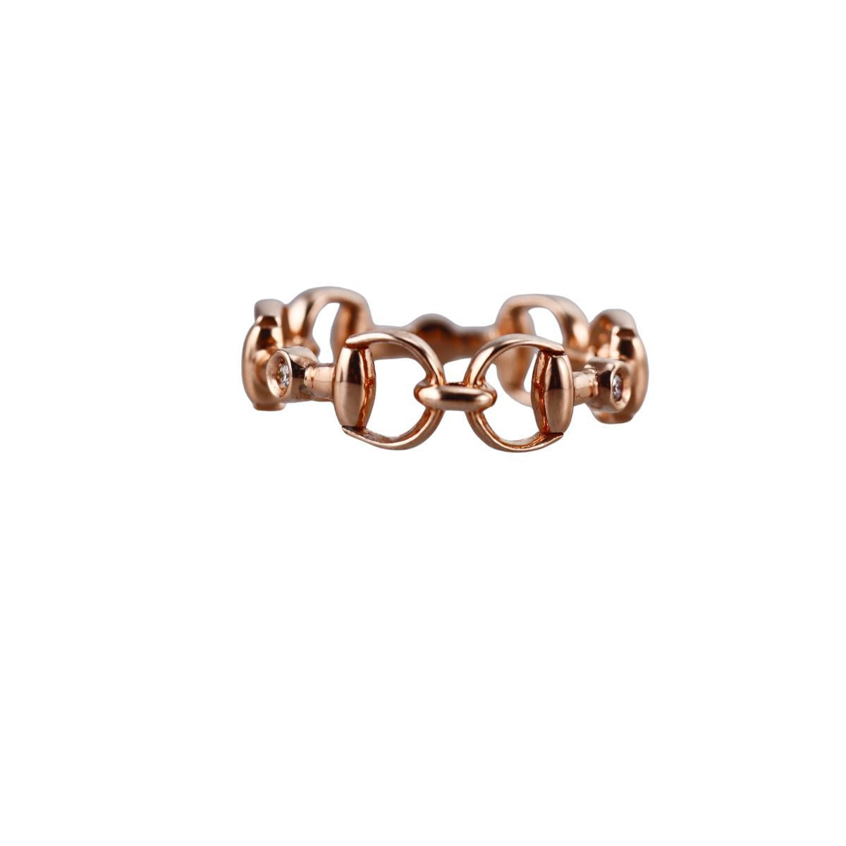 Gucci Horsebit Mini 18K Rose Gold Diamond Band Ring