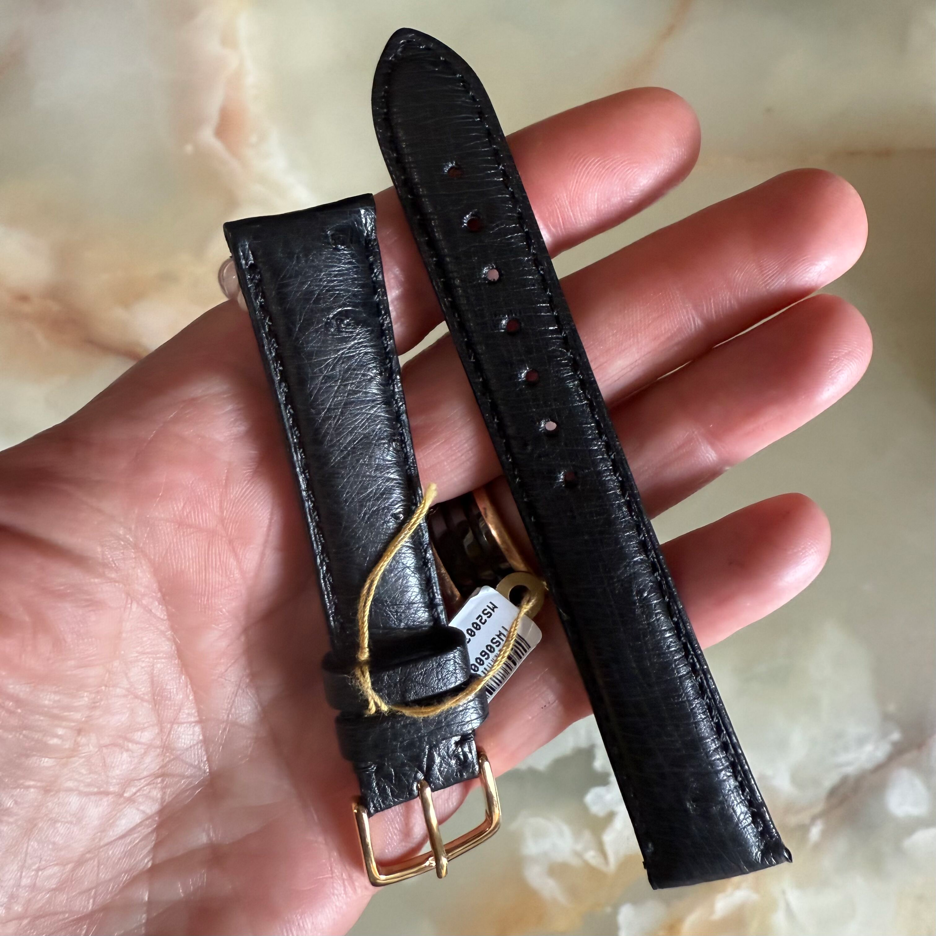 Genuine Ostrich Black Watch Strap Band 18mm Padded & Stitched w Buckle