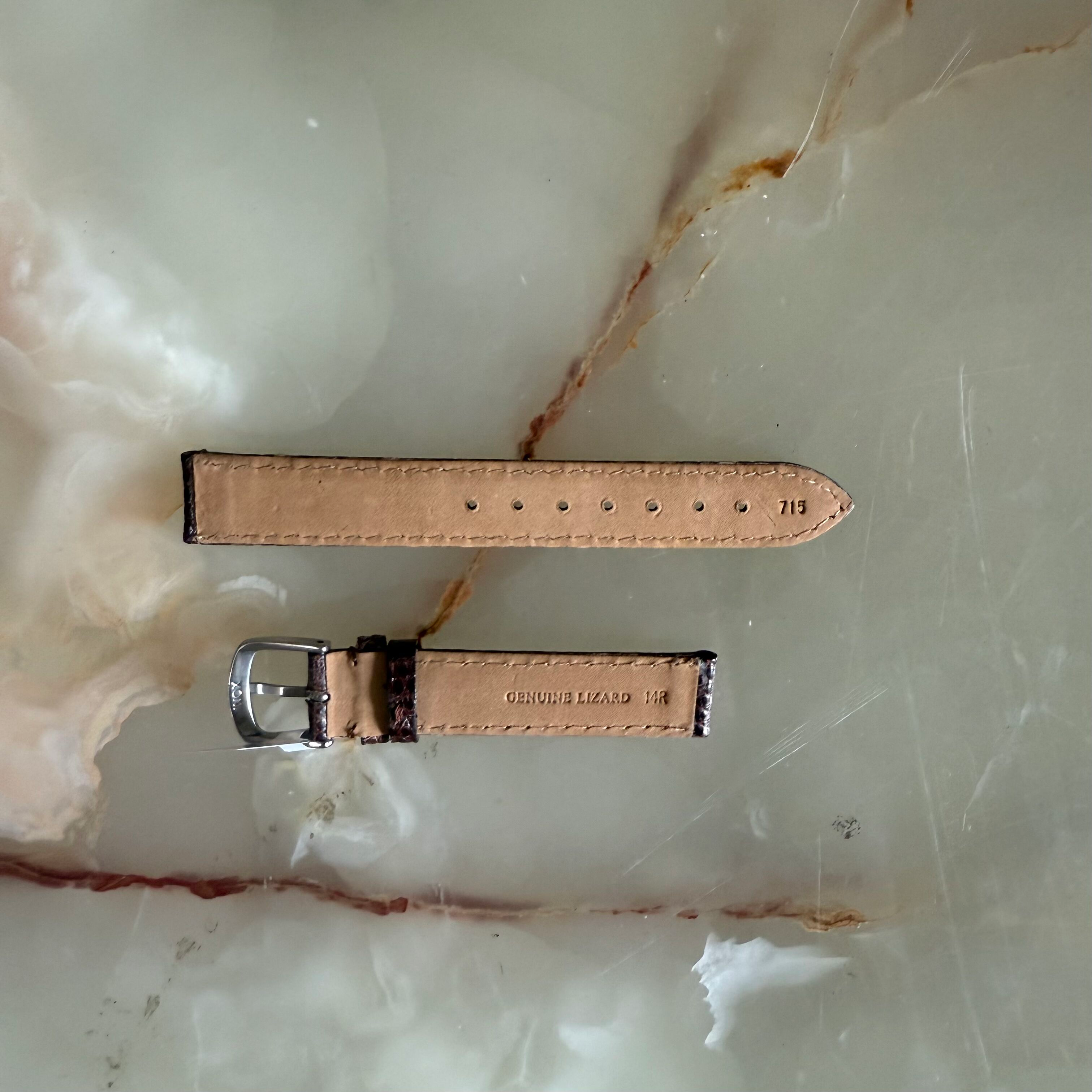 Genuine Lizard Brown Watch Strap Band 14mm Padded & Stitched w Buckle