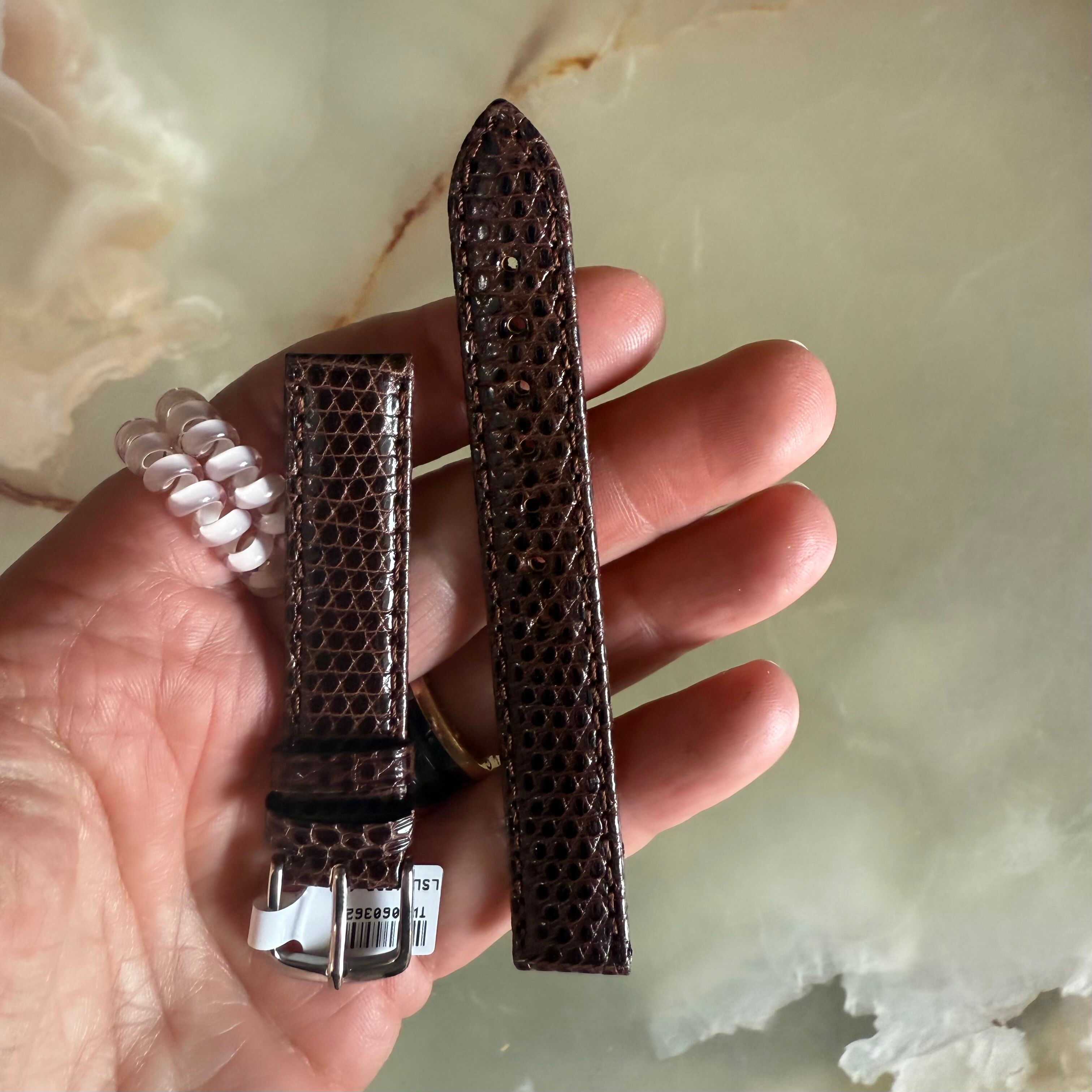 Genuine Lizard Brown Watch Strap Band 14mm Padded & Stitched w Buckle