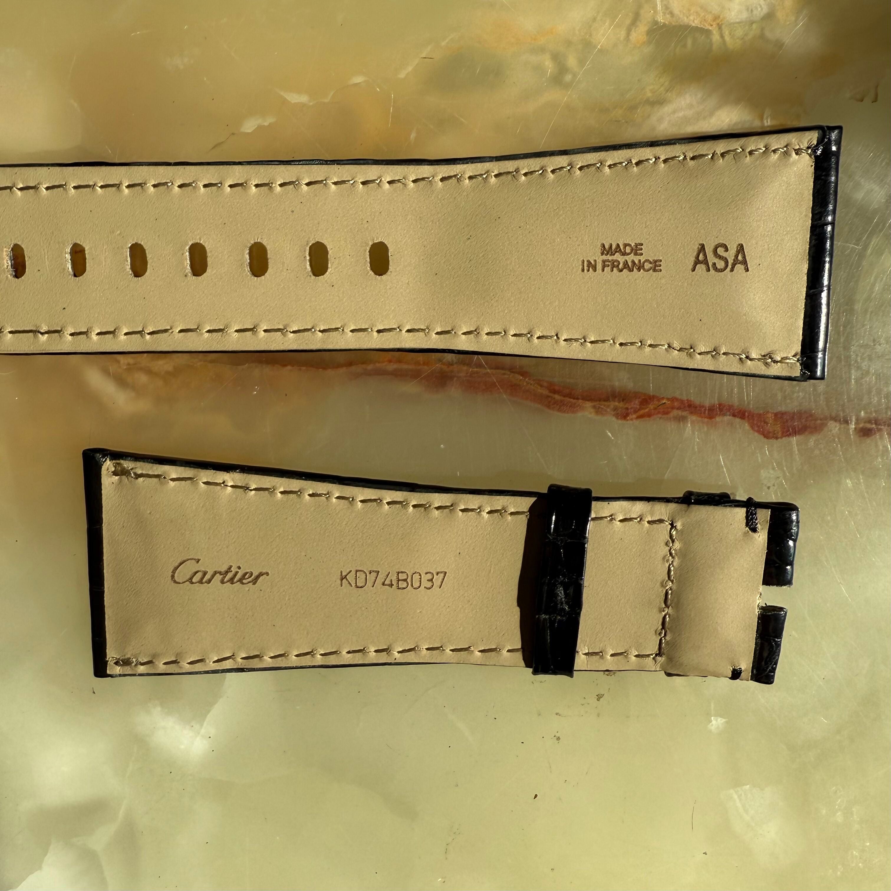 Authentic Cartier Black Alligator Watch Strap Band 29mm KD74B037