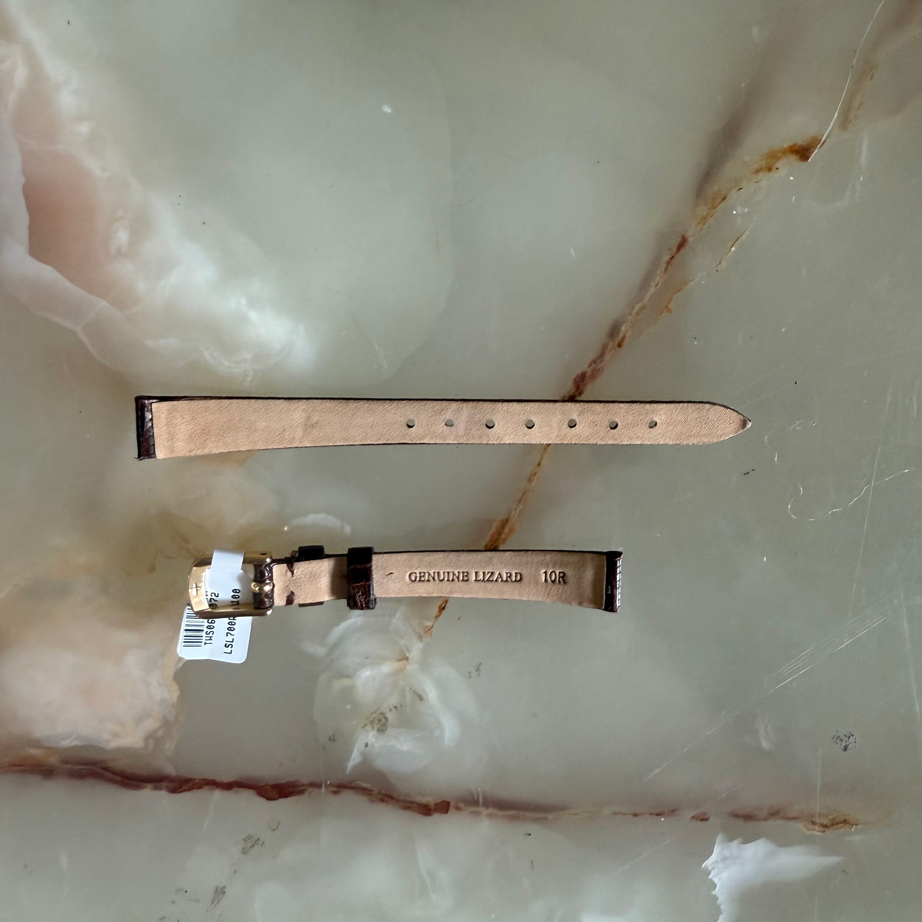 Genuine Lizard Brown Watch Strap Band 10mm Padded & Stitched w Buckle