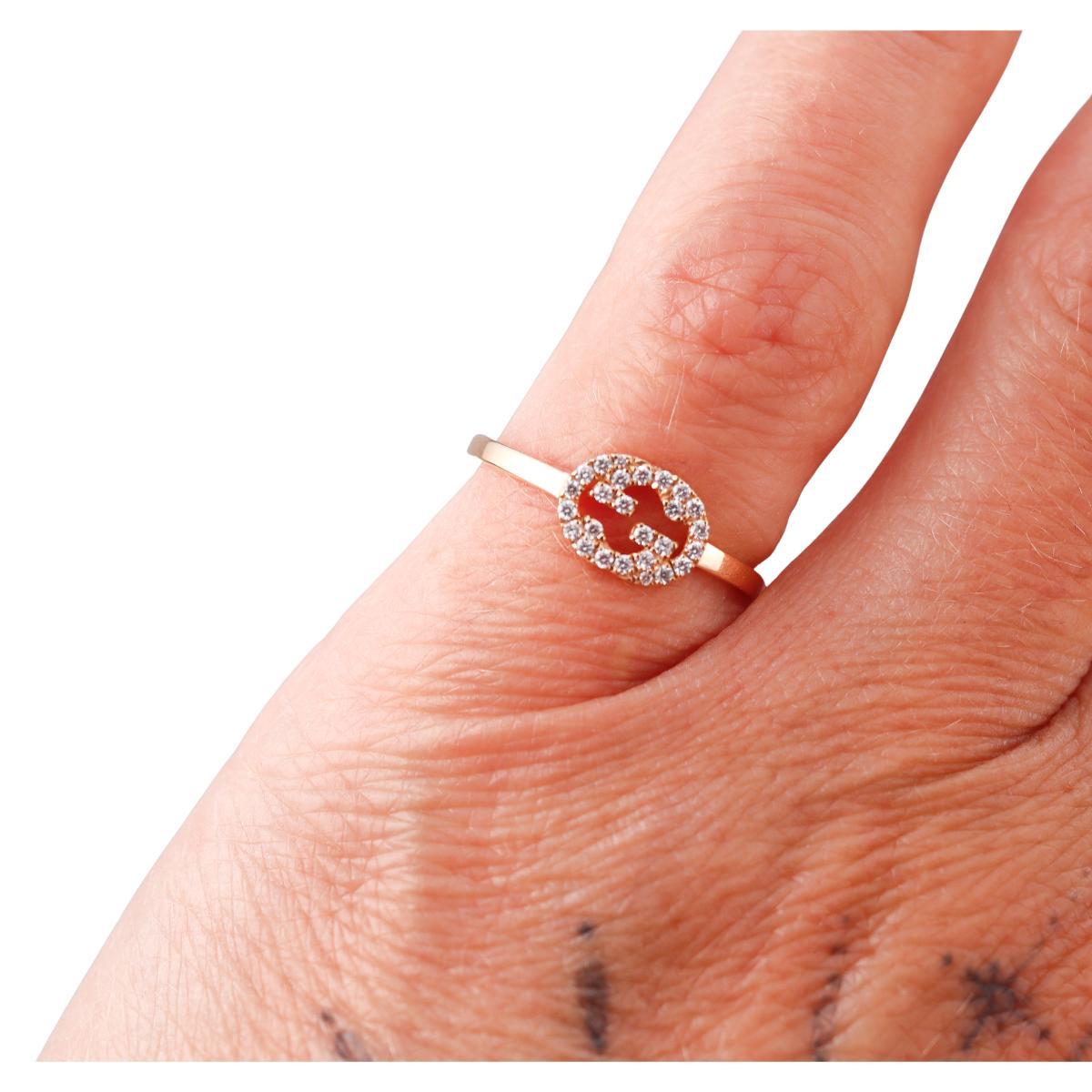 Gucci Iterlocking GG 18K Rose Gold Diamond Ring