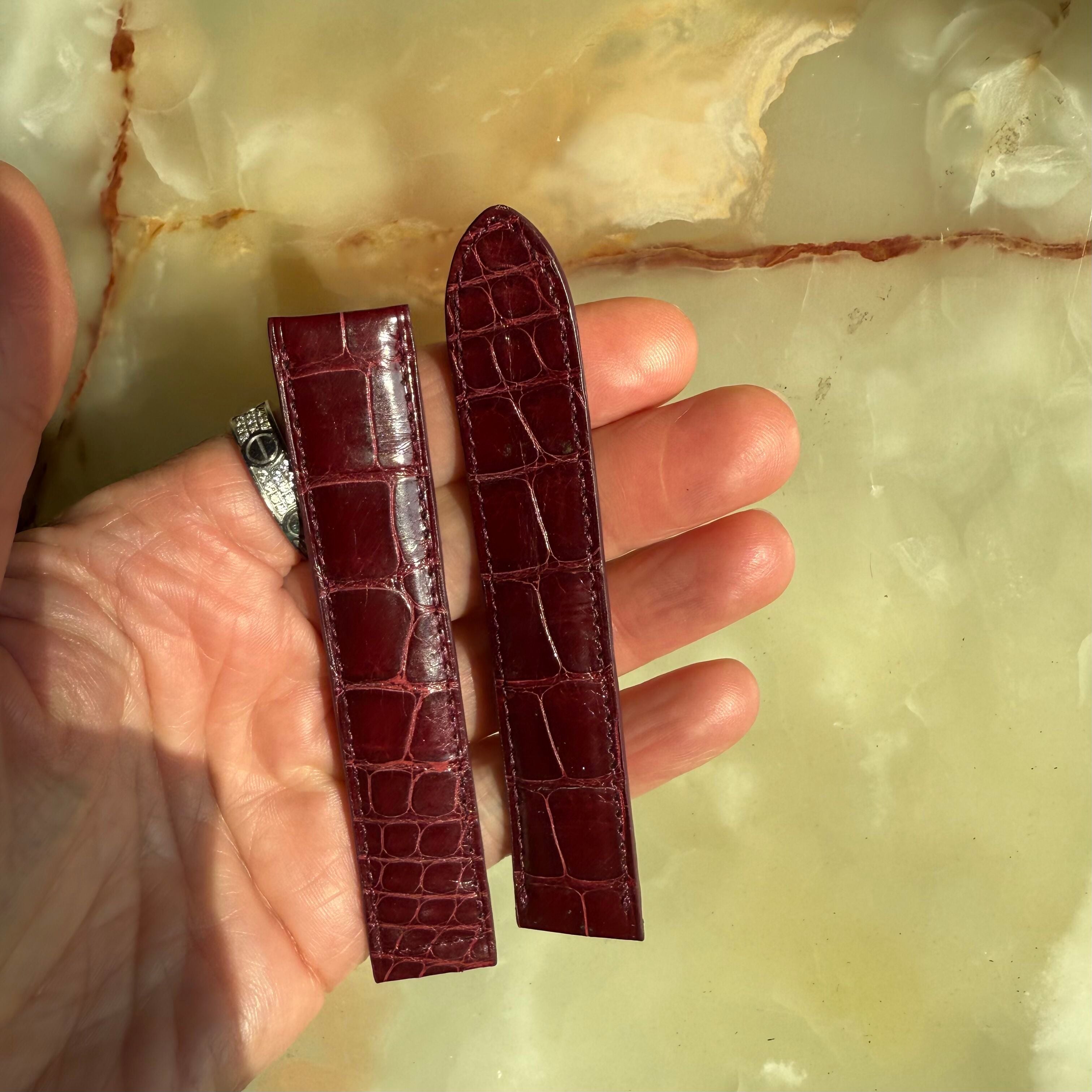 Authentic Cartier Burgundy Alligator Watch Strap Band 18mm