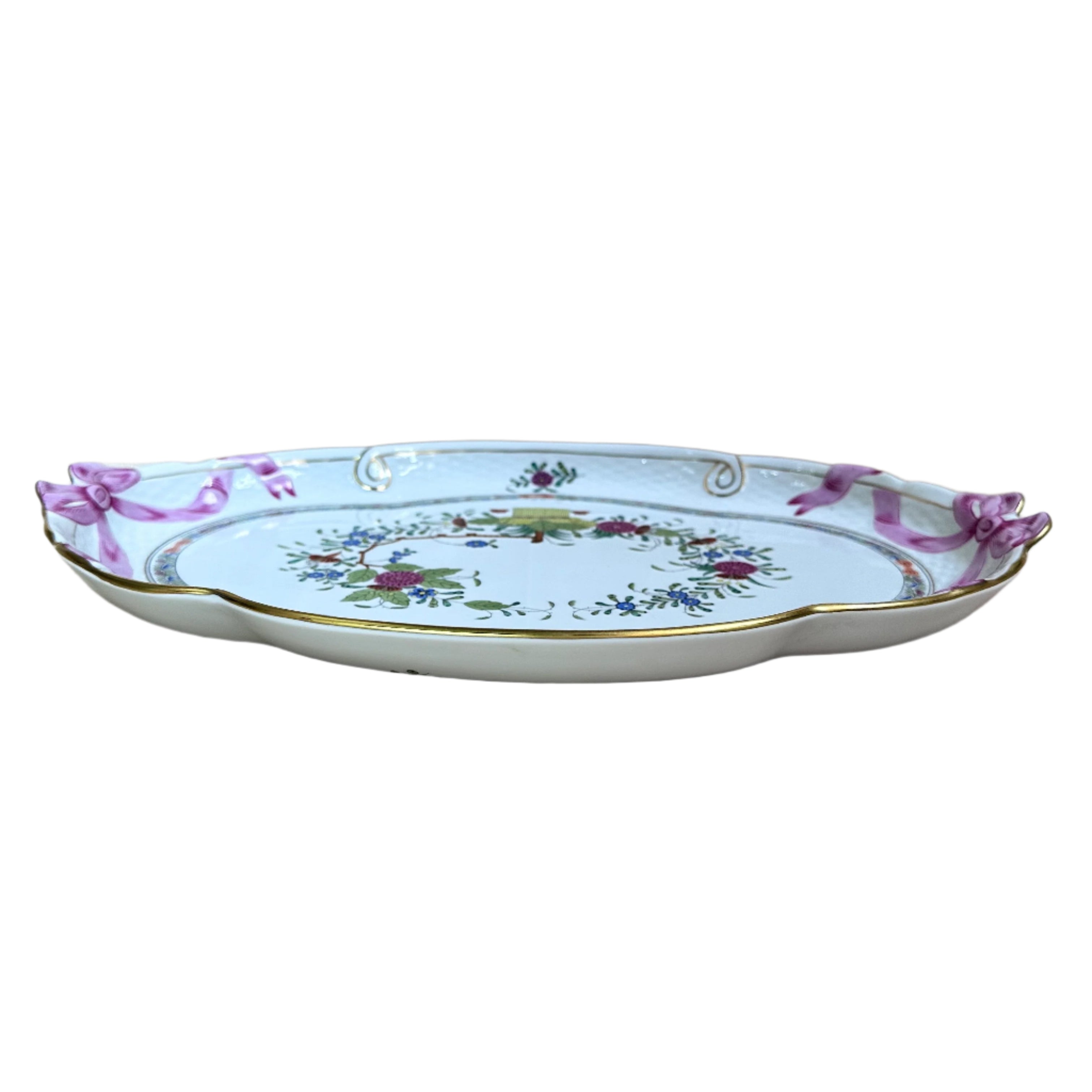 Herend Porcelain Indian Basket Large Ribbon Tray 400/FD