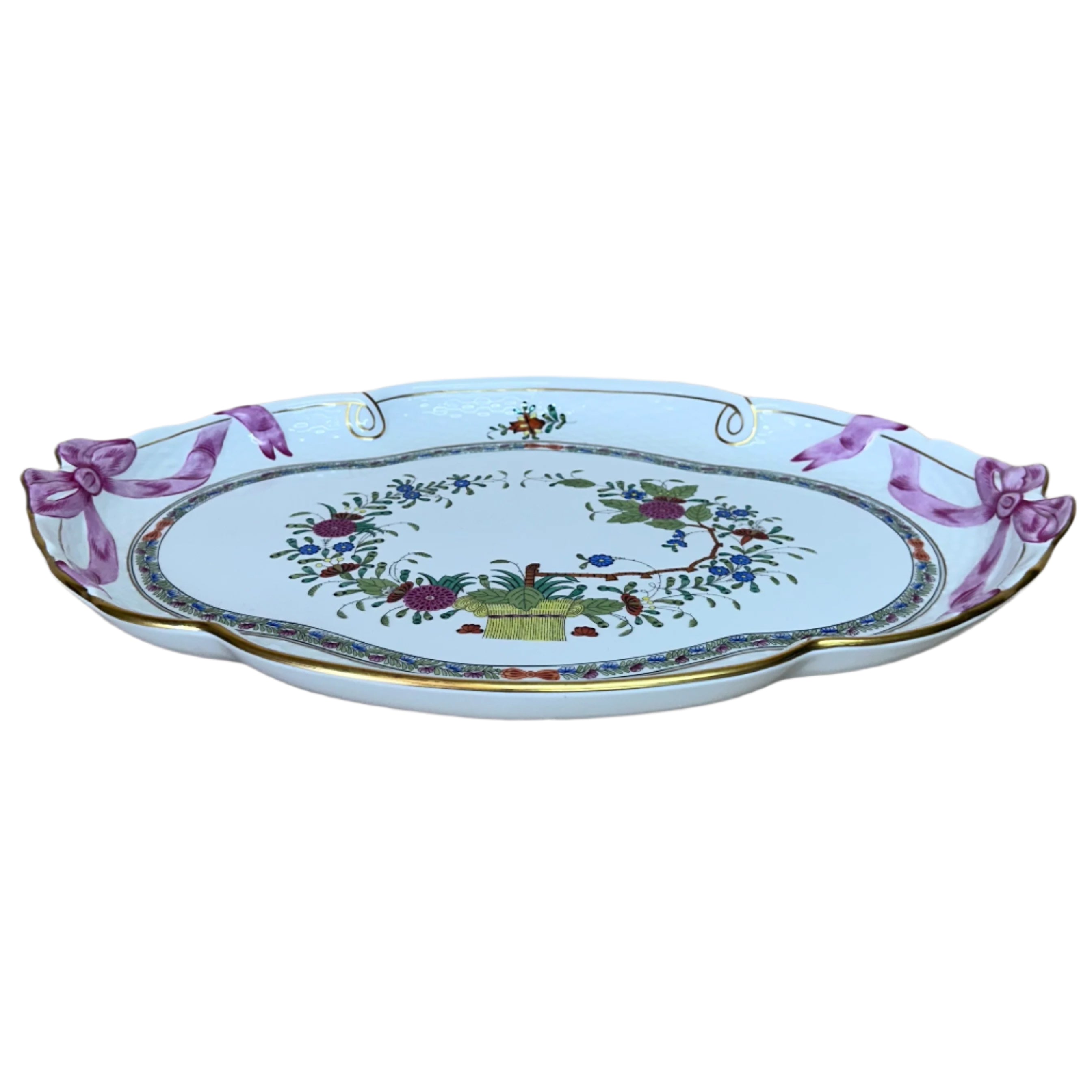 Herend Porcelain Indian Basket Large Ribbon Tray 400/FD