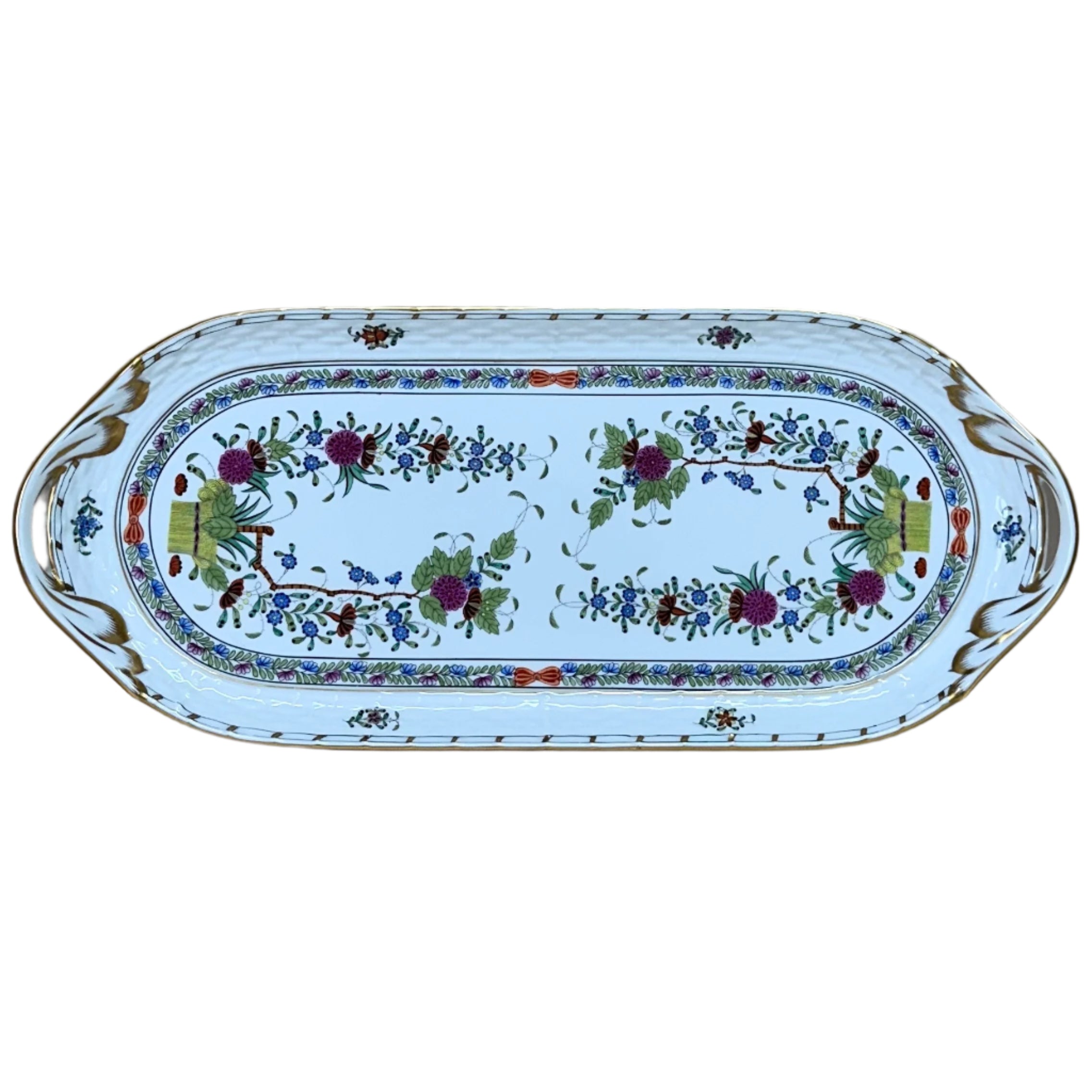 Herend Porcelain Indian Basket Service Plate Platter Tray 436/FD Set of 2