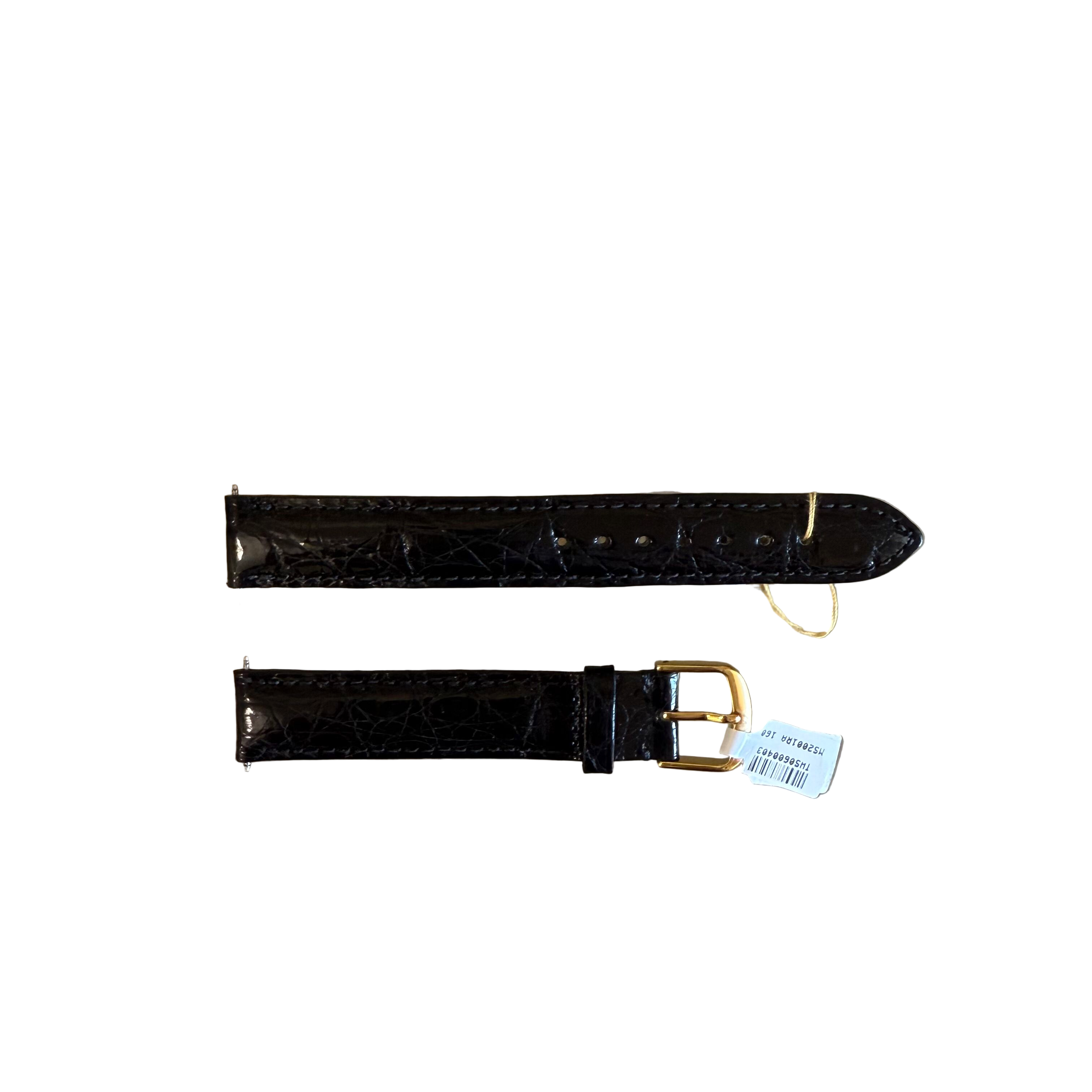Genuine Crocodile Black Watch Strap Band 16mm Padded & Stitched w Buckle