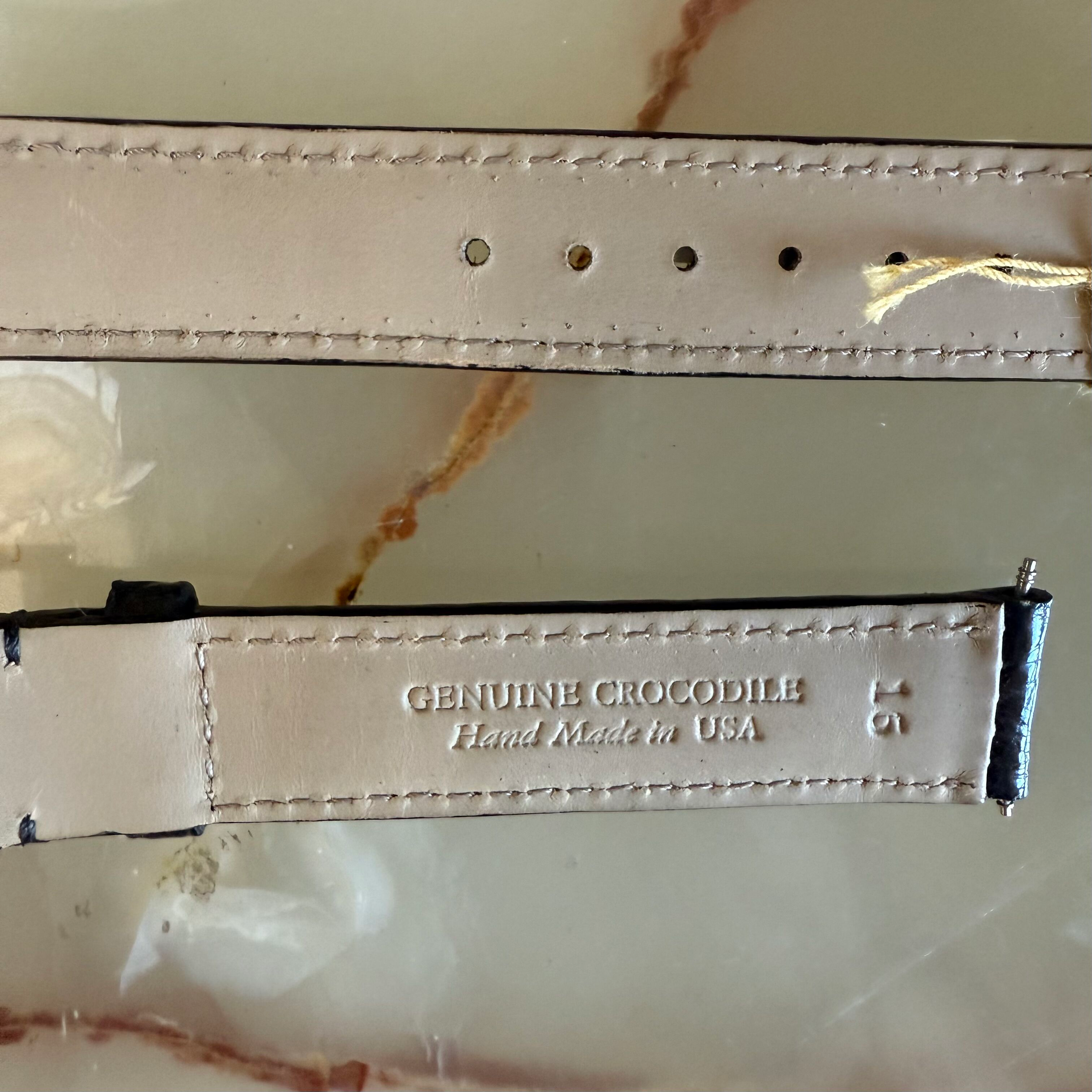 Genuine Crocodile Black Watch Strap Band 16mm Padded & Stitched w Buckle