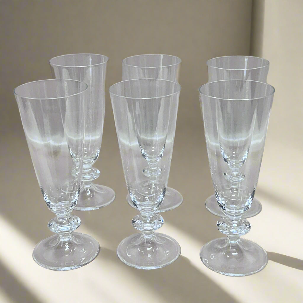 Nason & Moretti Murano Champagne Flutes Glass Set of 6