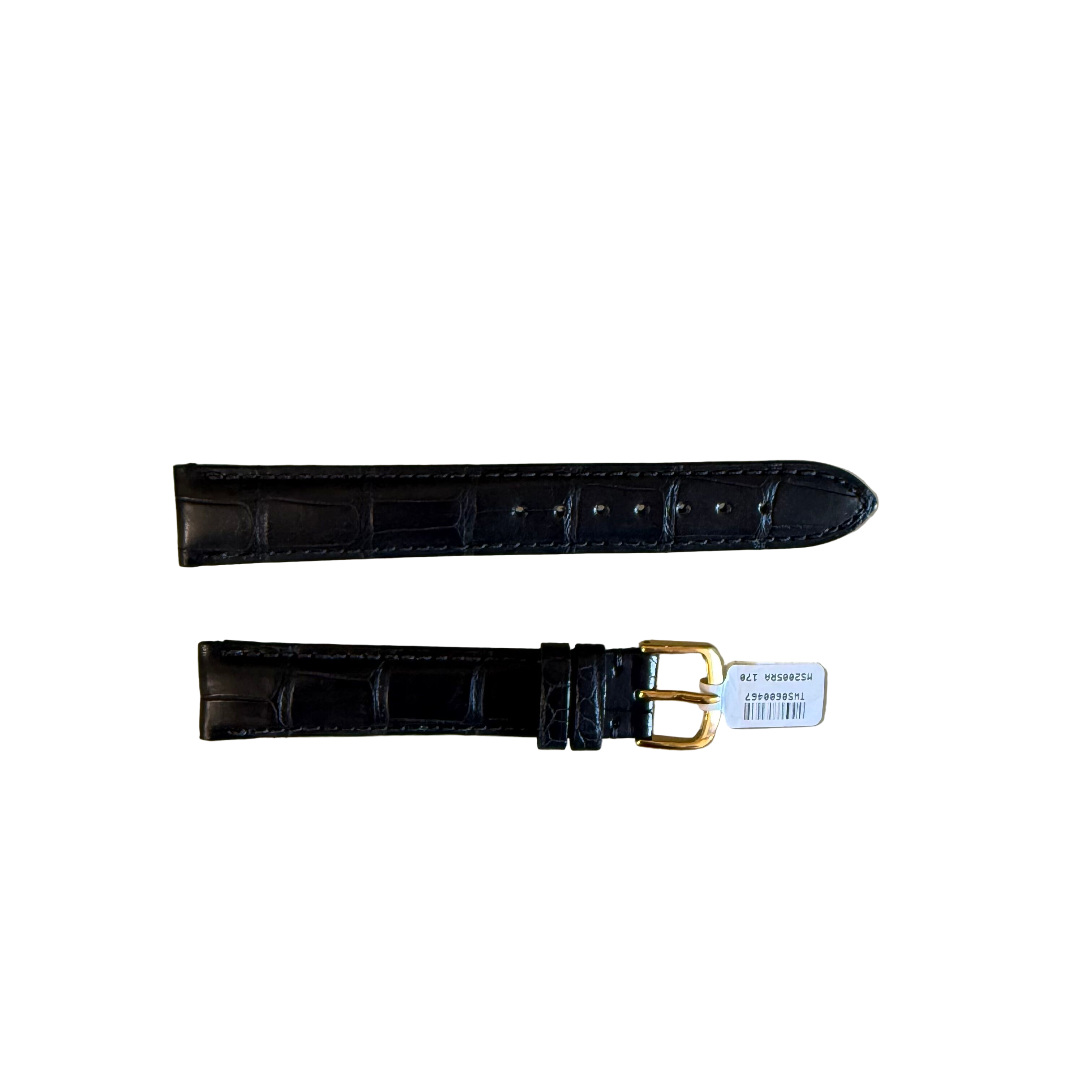 Genuine Alligator Black Watch Strap Band 17mm Padded & Stitched w Buckle