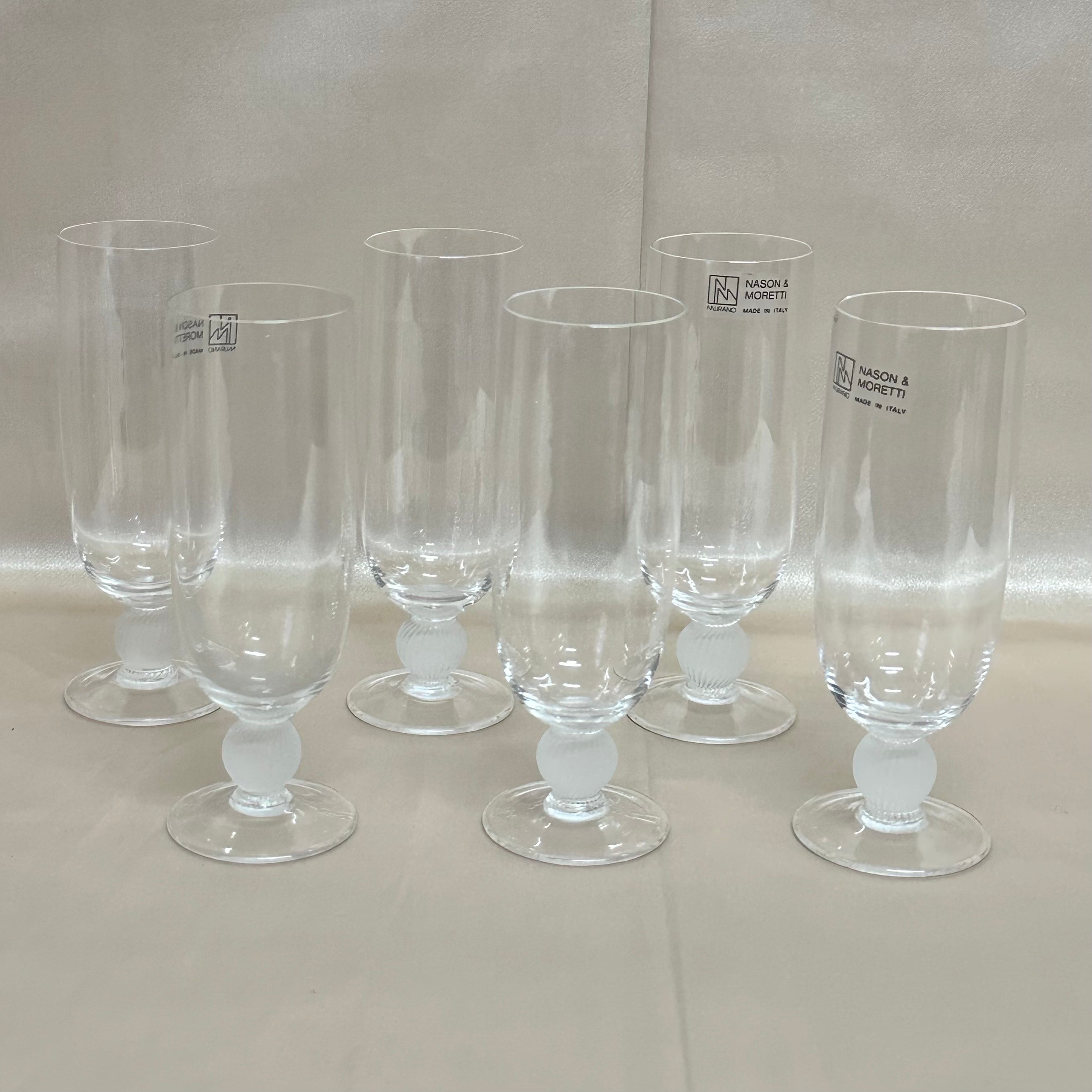 Nason & Moretti Murano Champagne Flutes Glass Set of 6
