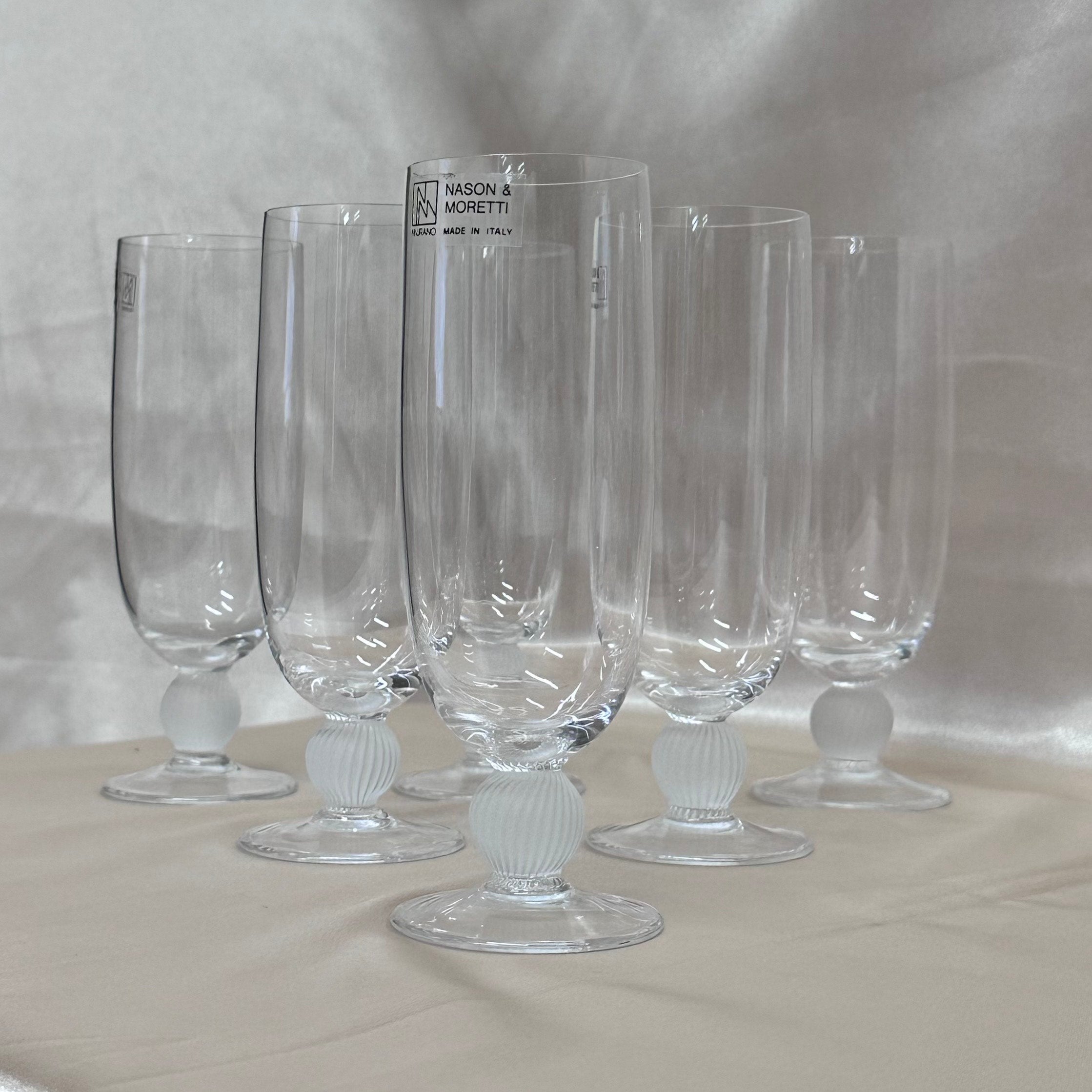 Nason & Moretti Murano Champagne Flutes Glass Set of 6