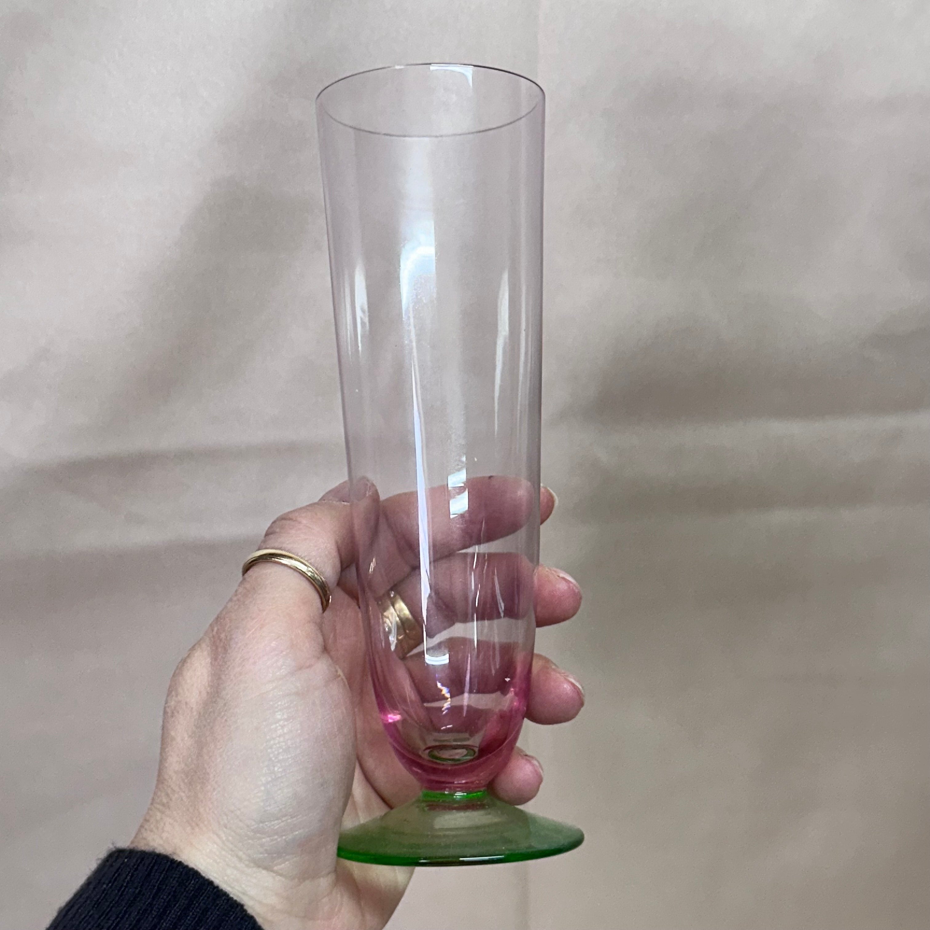 Nason & Moretti Murano Green lavender Champagne Flutes Glass Set of 6