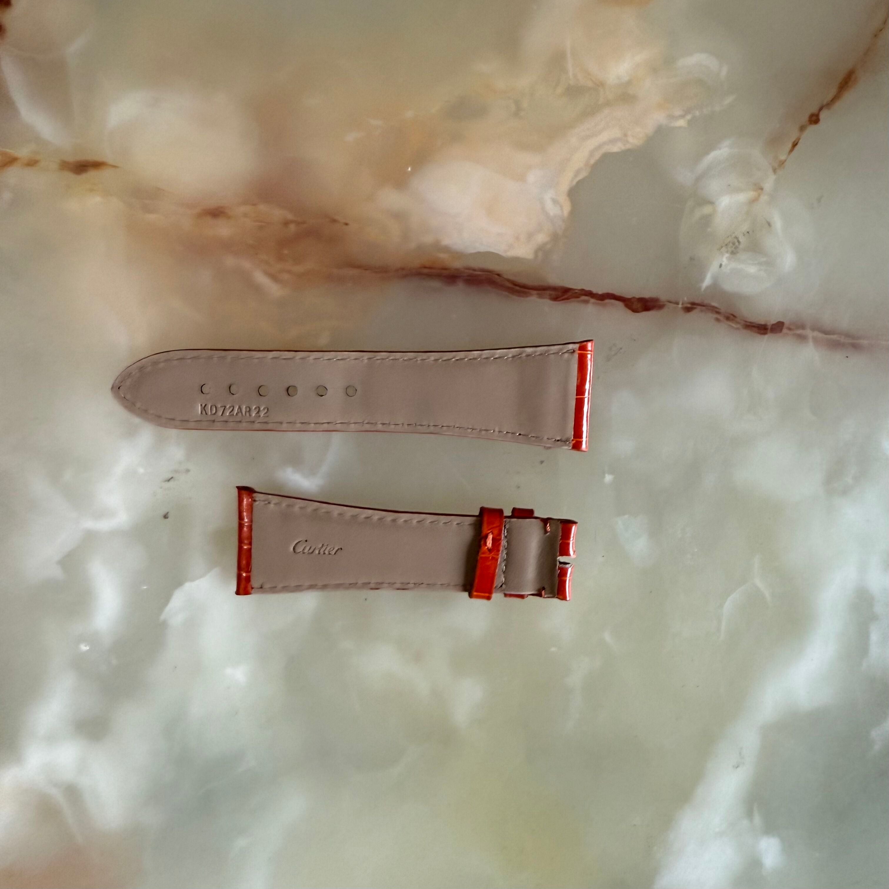 Authentic Cartier Orange Alligator Watch Strap Band 24mm KD72AR22