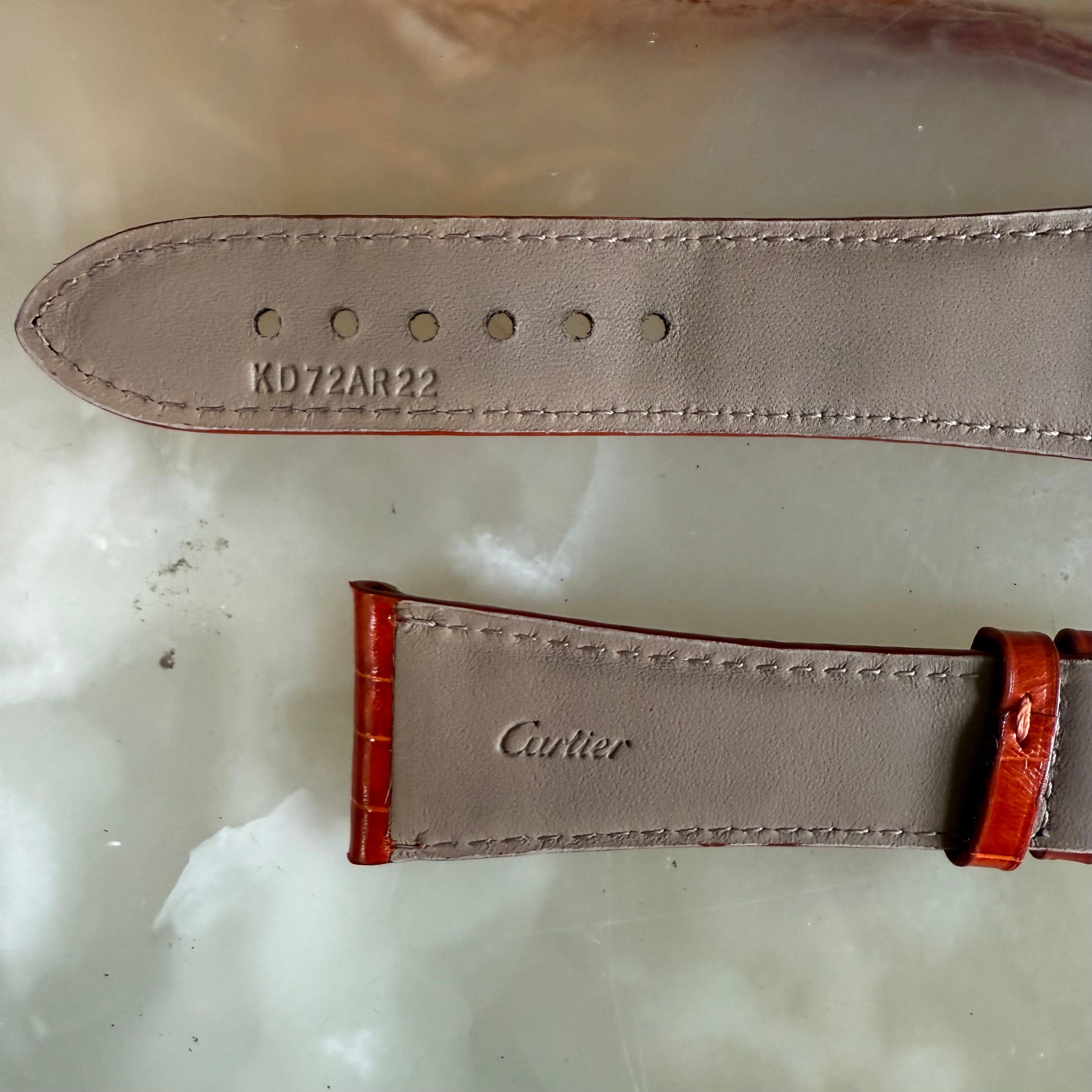 Authentic Cartier Orange Alligator Watch Strap Band 24mm KD72AR22