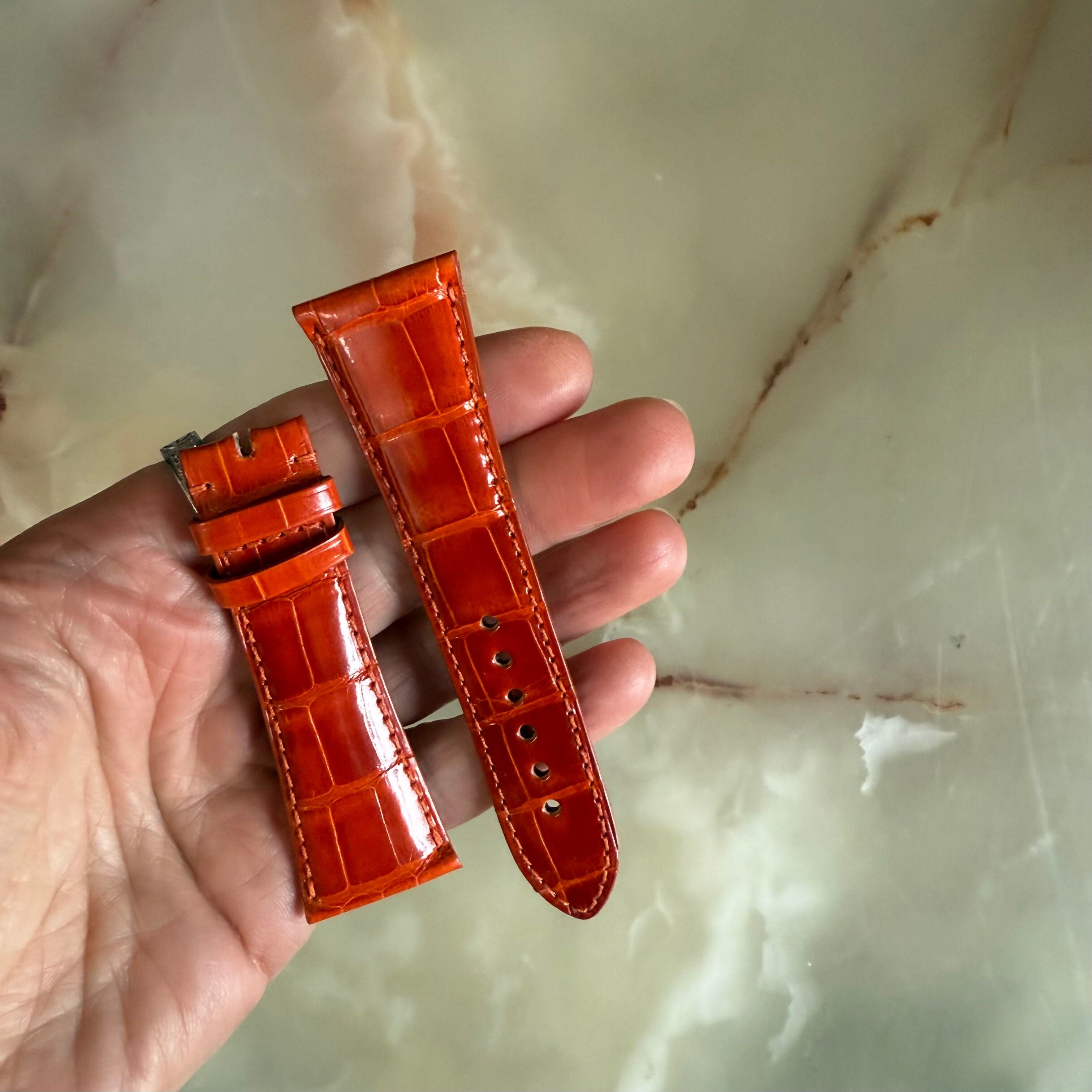 Authentic Cartier Orange Alligator Watch Strap Band 24mm KD72AR22