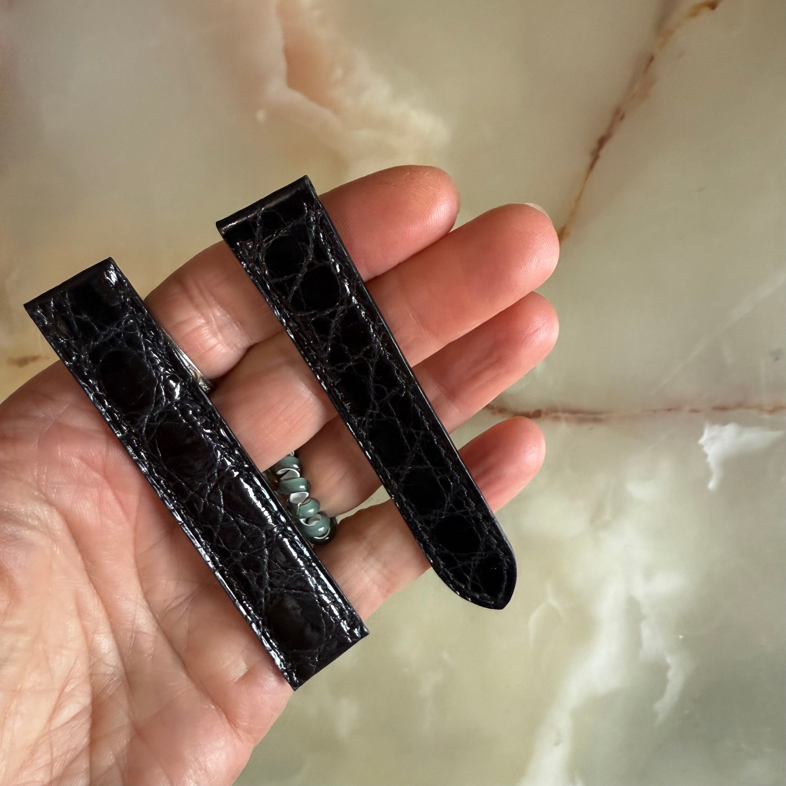 Authentic Cartier Black Caiman Alligator Watch Strap Band 18mm KD25DE33