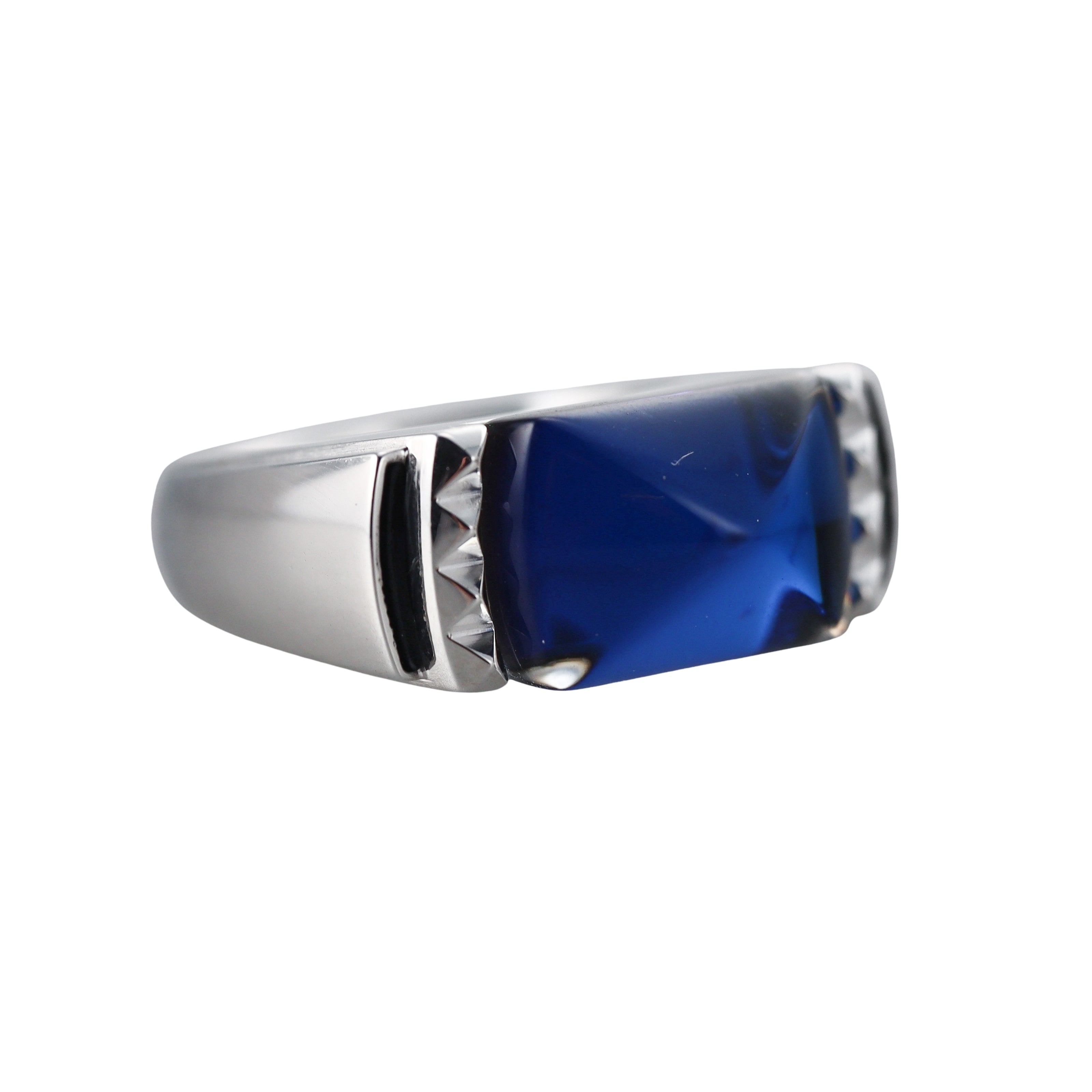 Baccarat Louxor Sterling Silver Blue Crystal Statement Ring 2808023