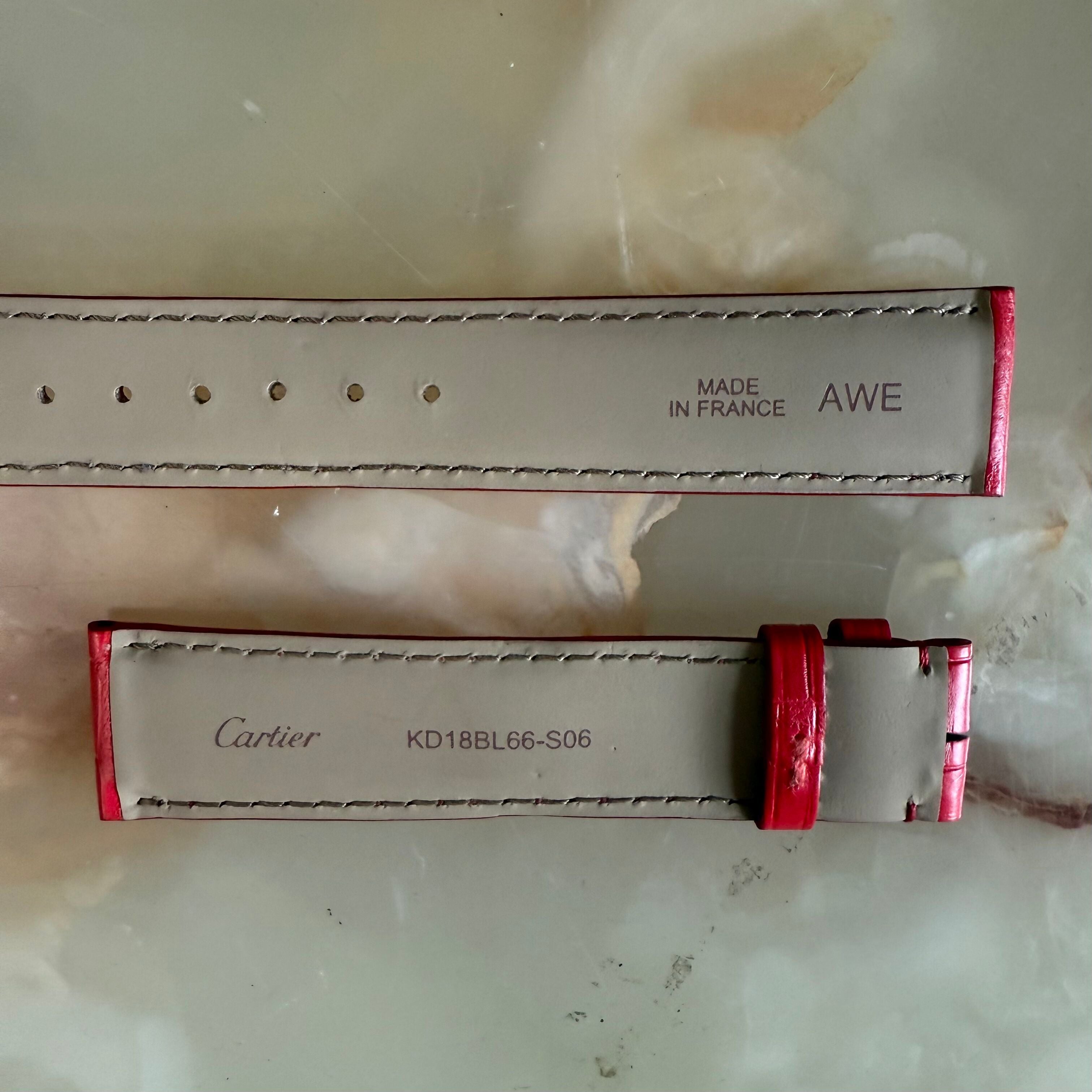 Authentic Cartier Red Alligator Watch Strap Band 20mm KD18BL66-S06